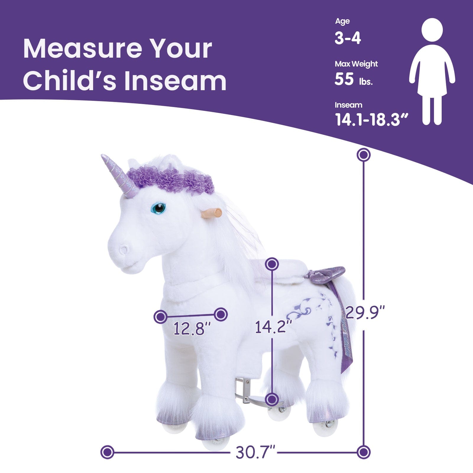 Model X® Unicorn Ride-on Toy Age 3–4 – Purple