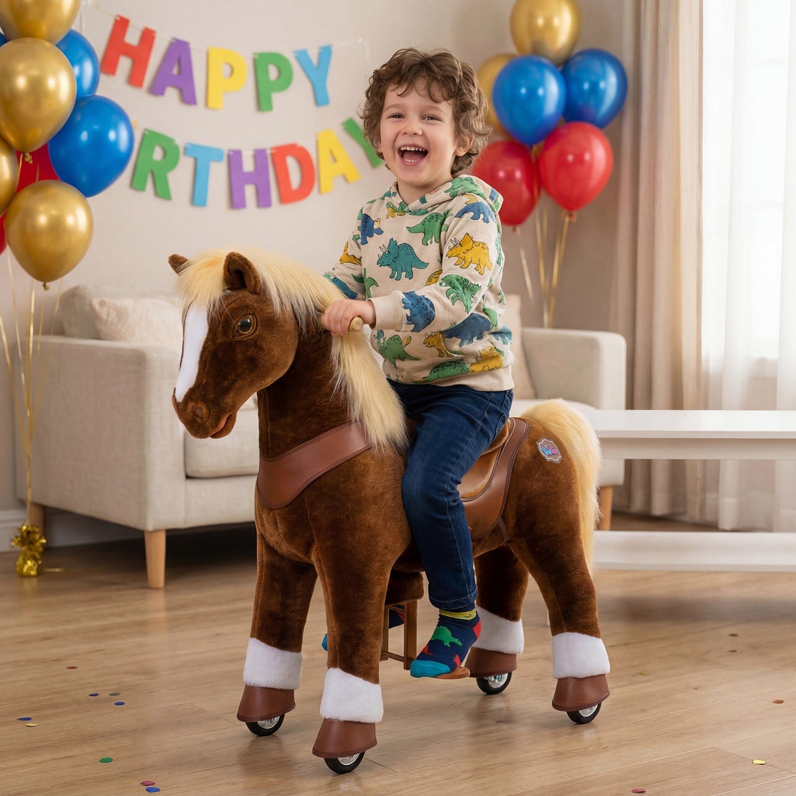 Model Y Brown Horse Rideable Toy For Age 3-4