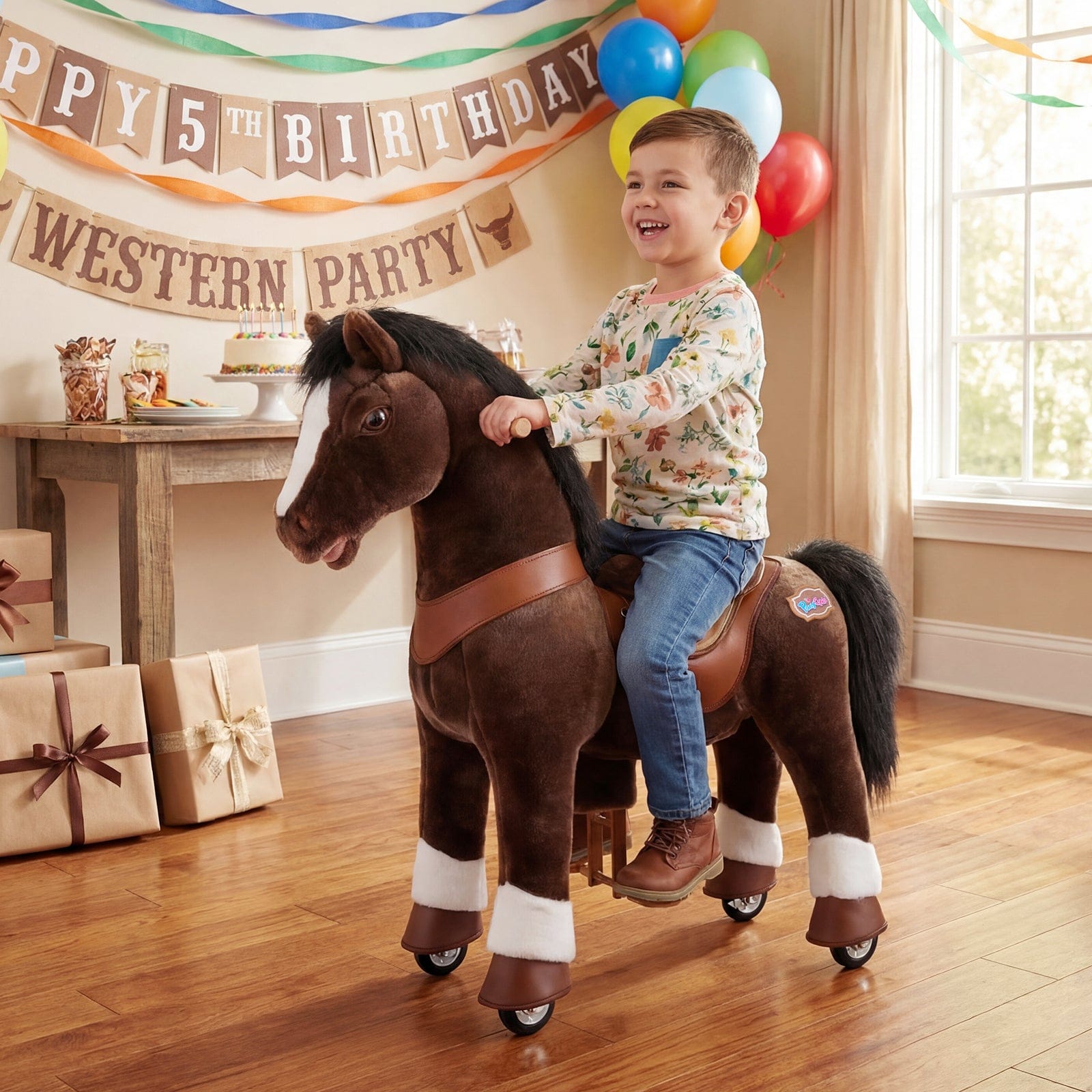 Model Y Chocolate Brown Horse Rideable Toy For Age 3-4