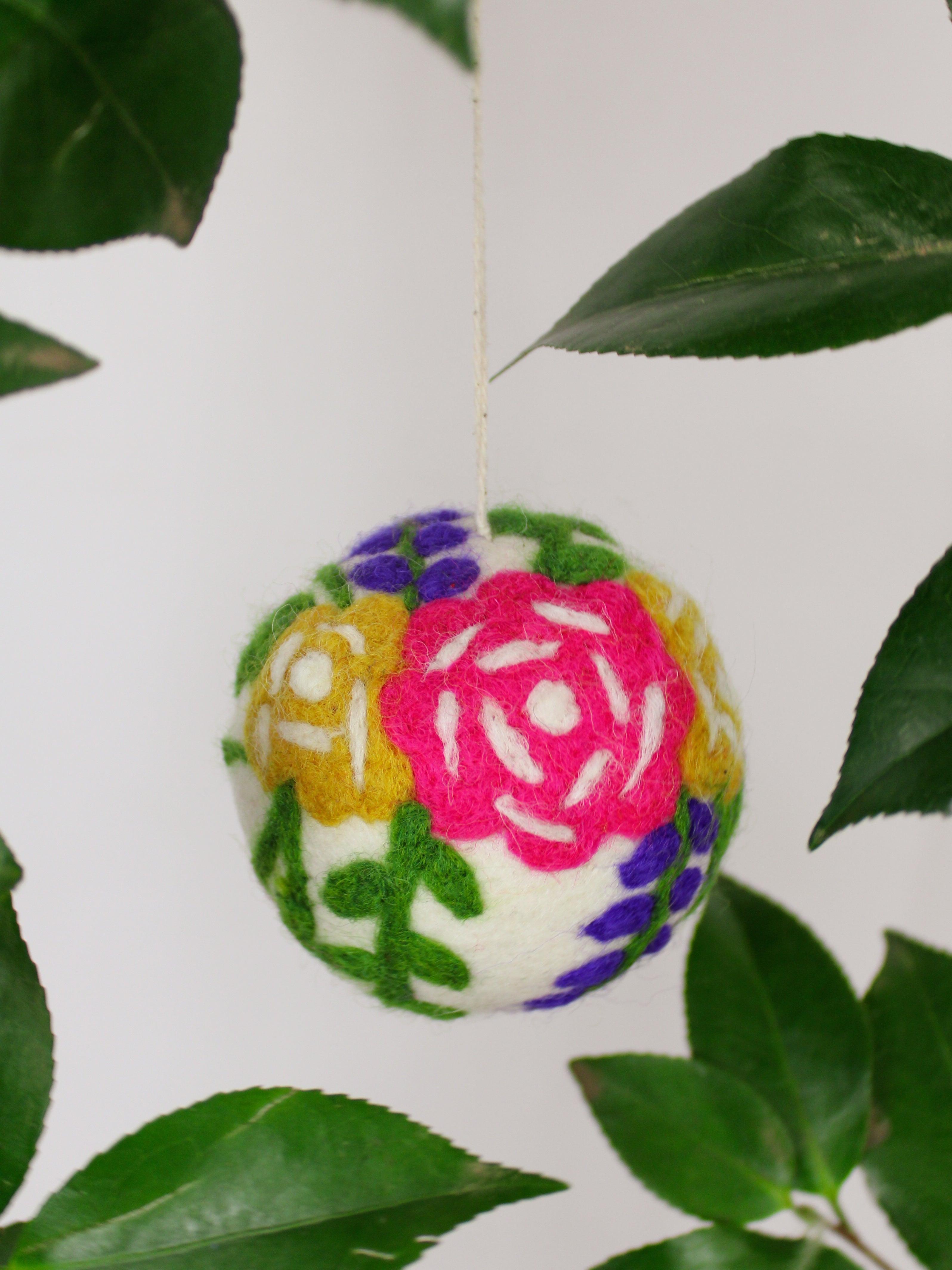 Hand Felted Wool Ball Ornament - Bouquet