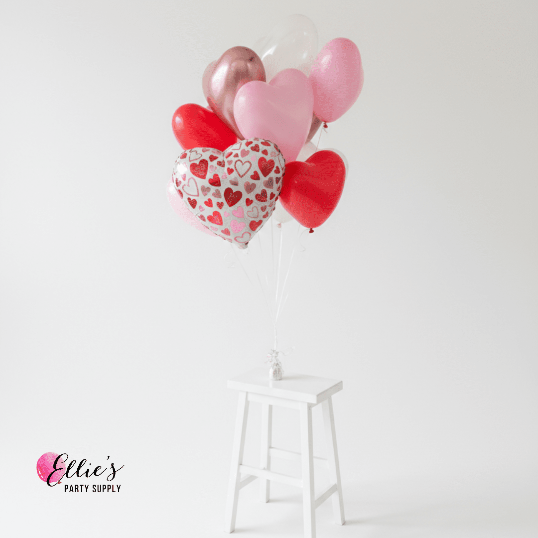 Teddy Bear Heart Balloon Bouquet