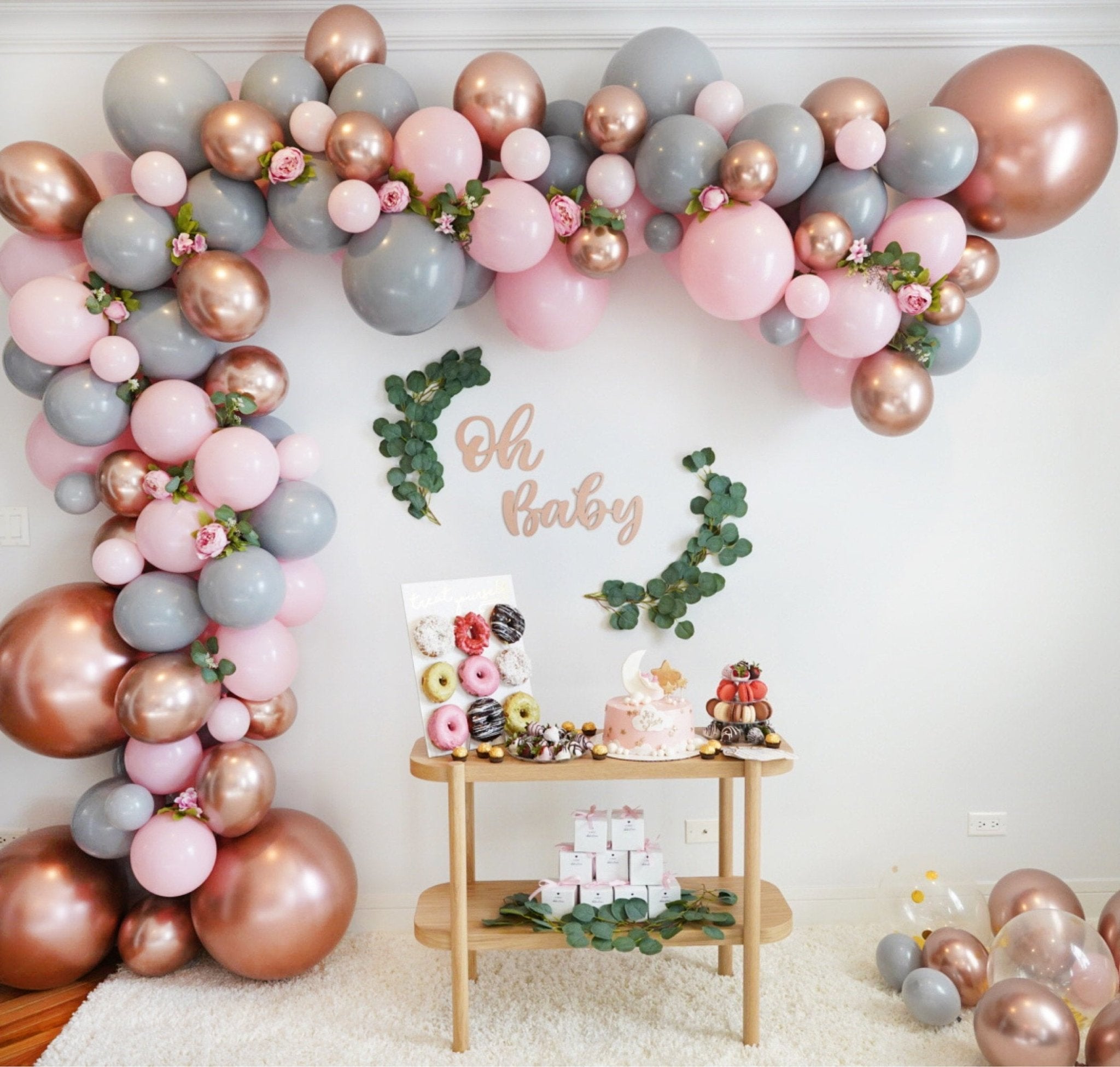 Pink, Gray & Rose Gold Balloon Garland Kit