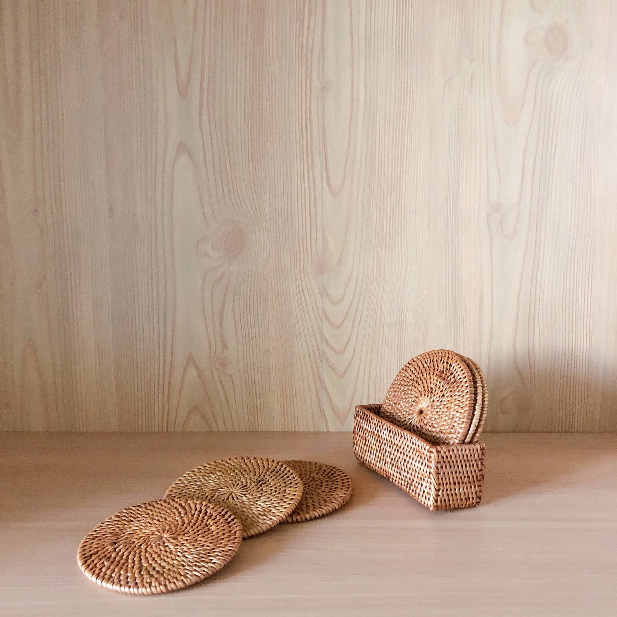 Bali Rattan Cup Coaster - Set Of 5