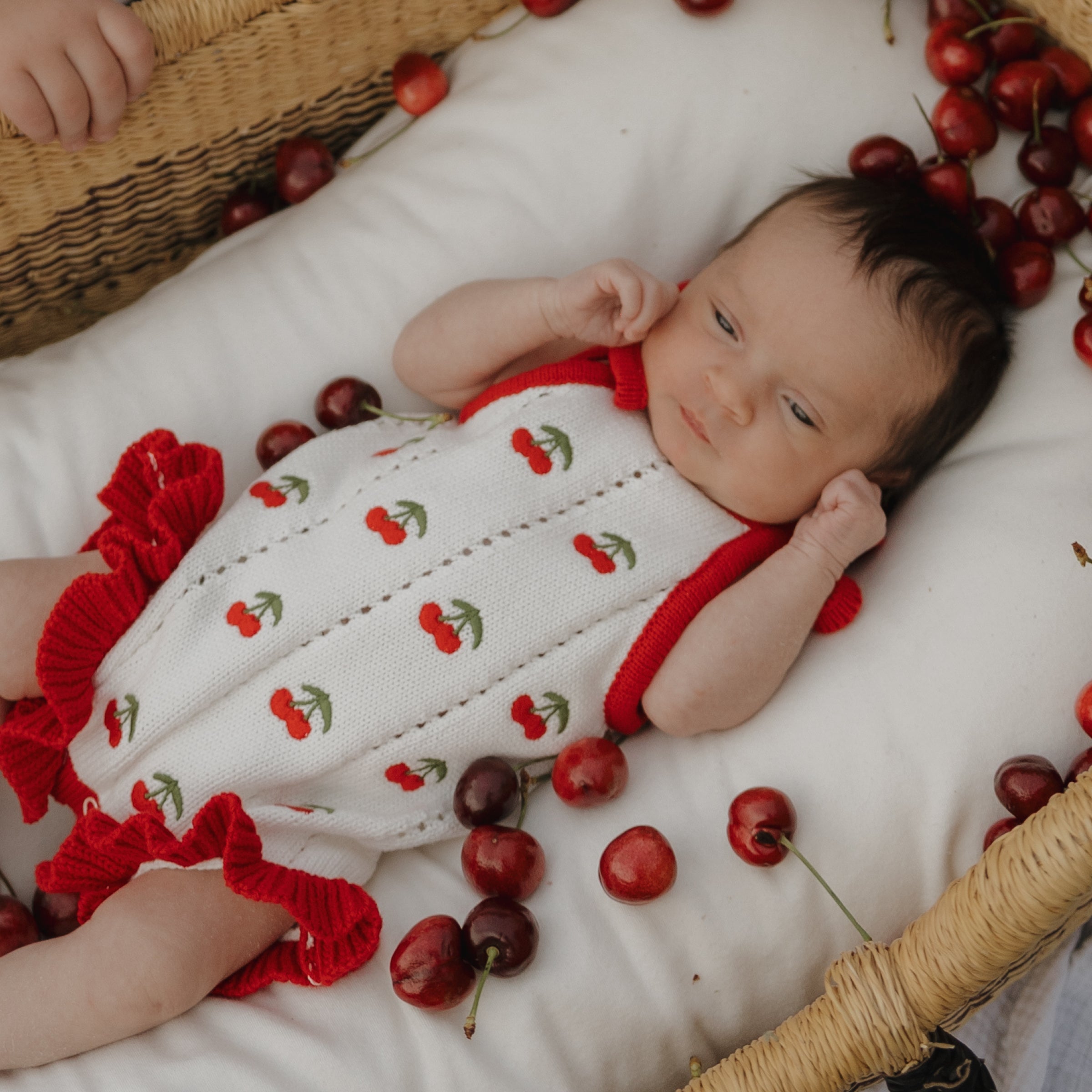 Knit Ruffle Romper | Cherry