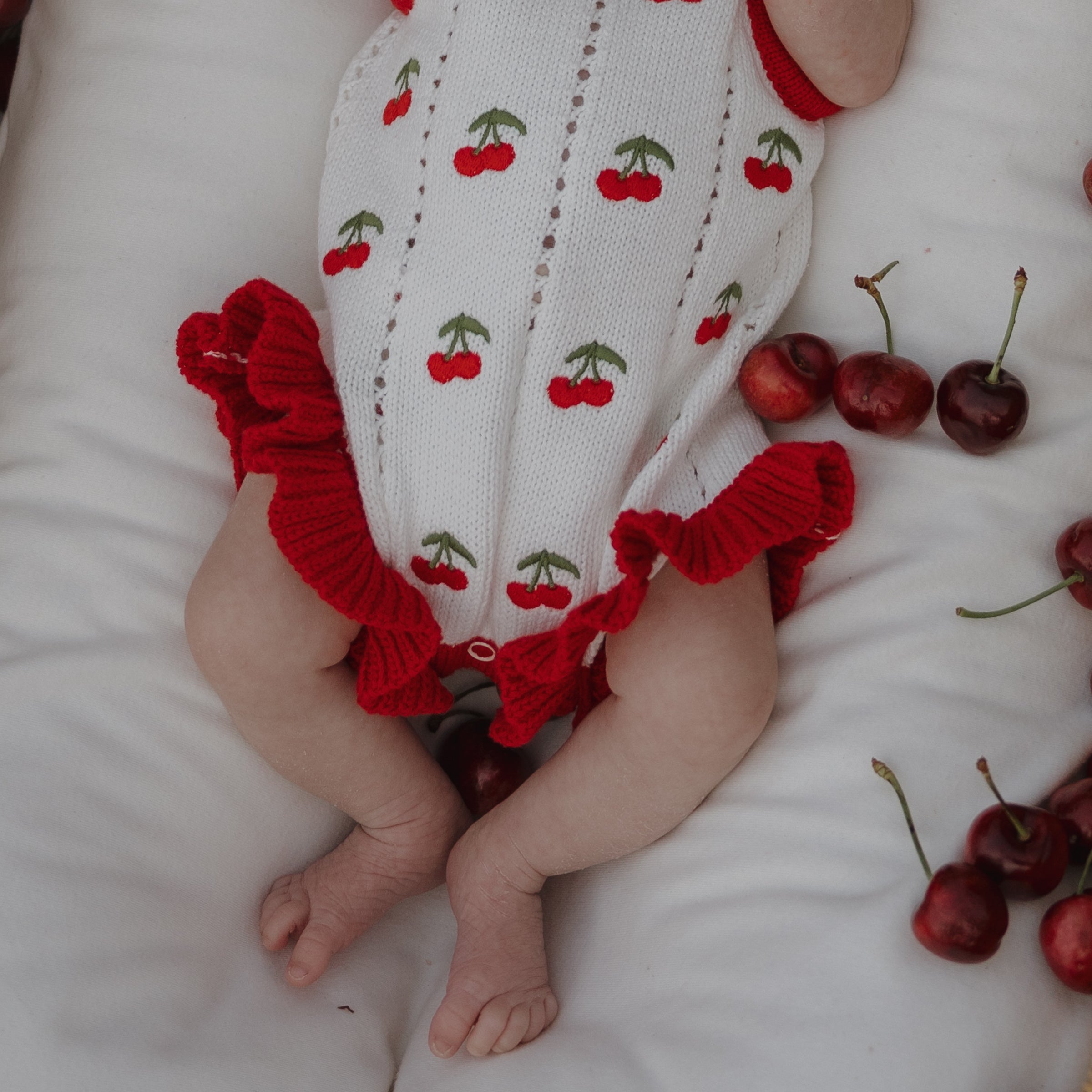Knit Ruffle Romper | Cherry