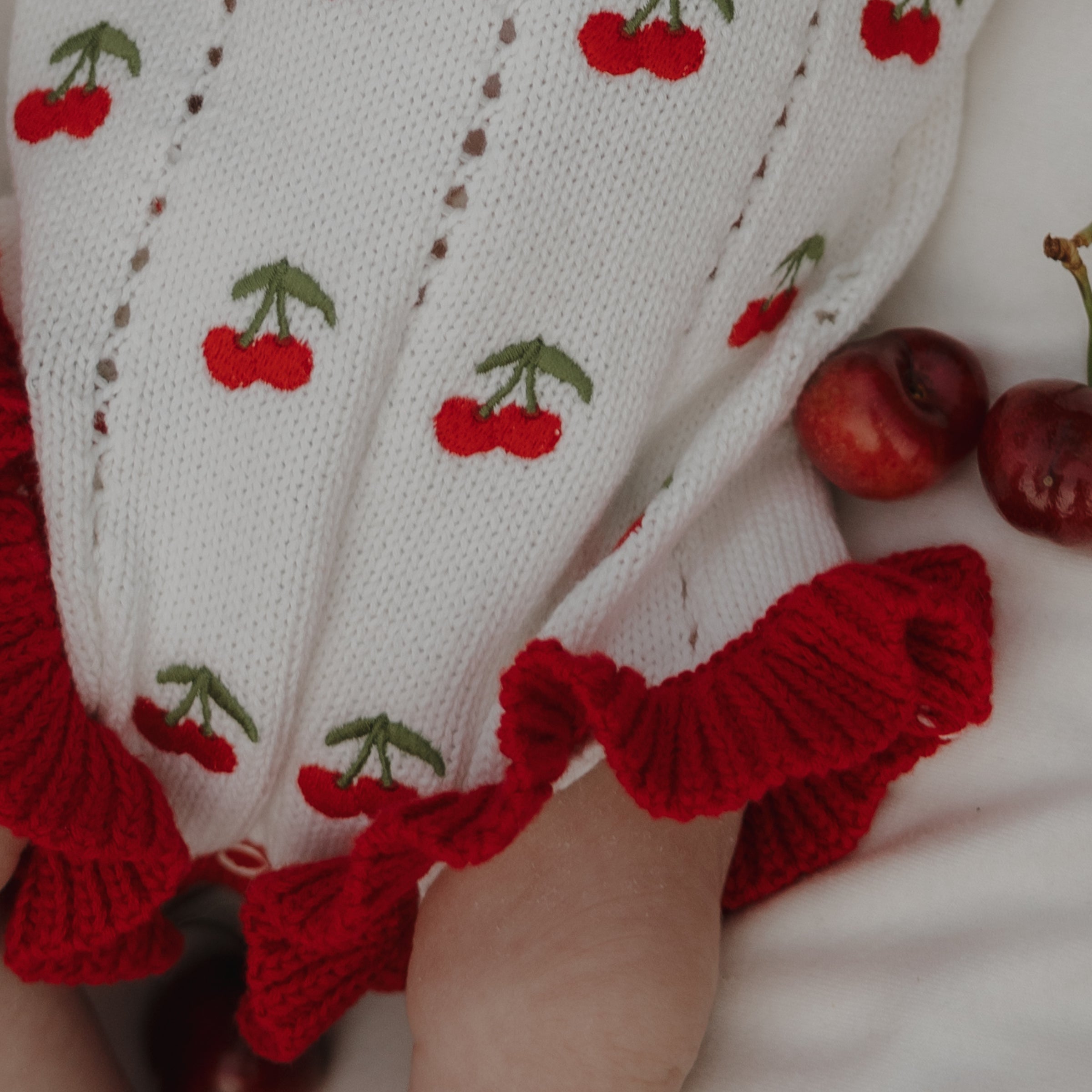 Knit Ruffle Romper | Cherry