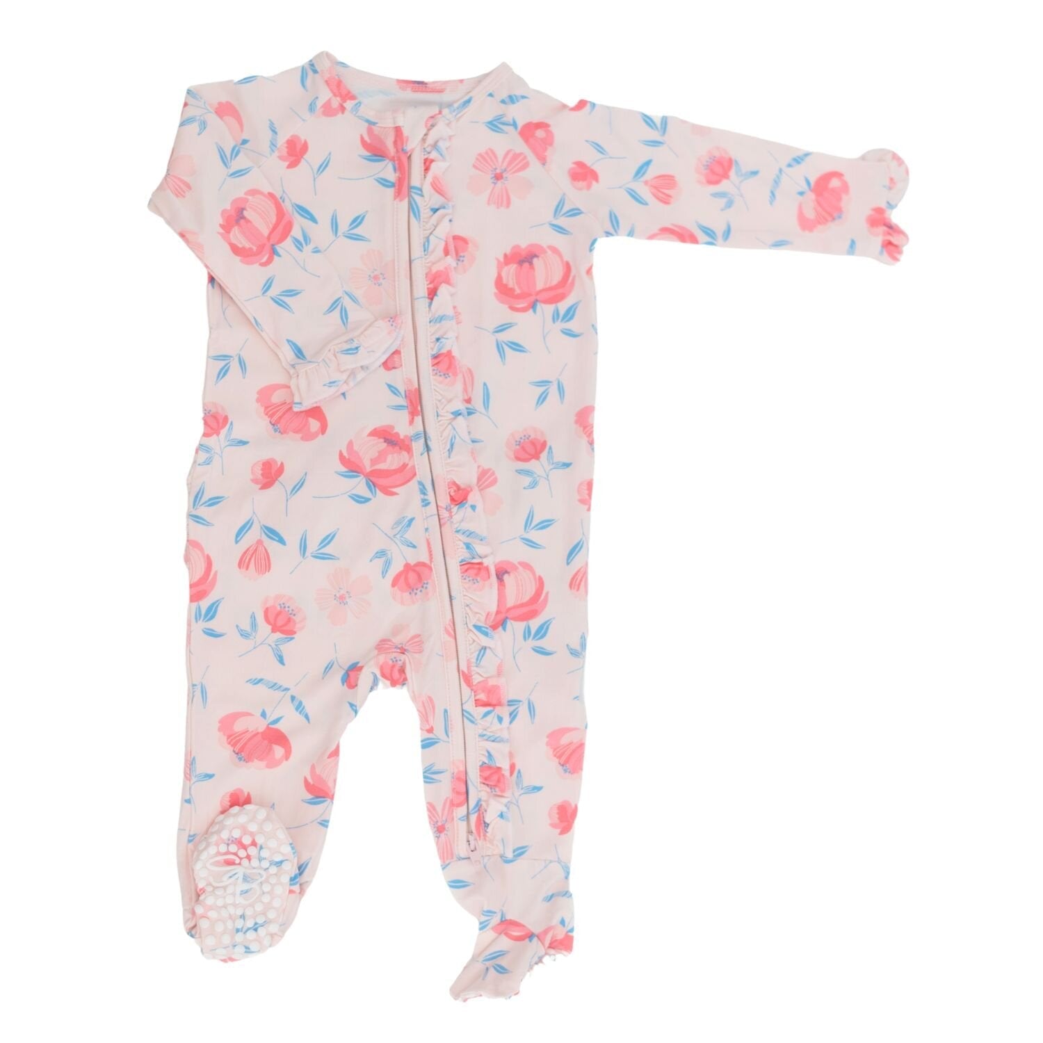 Ruffle Footie - Peony Pink