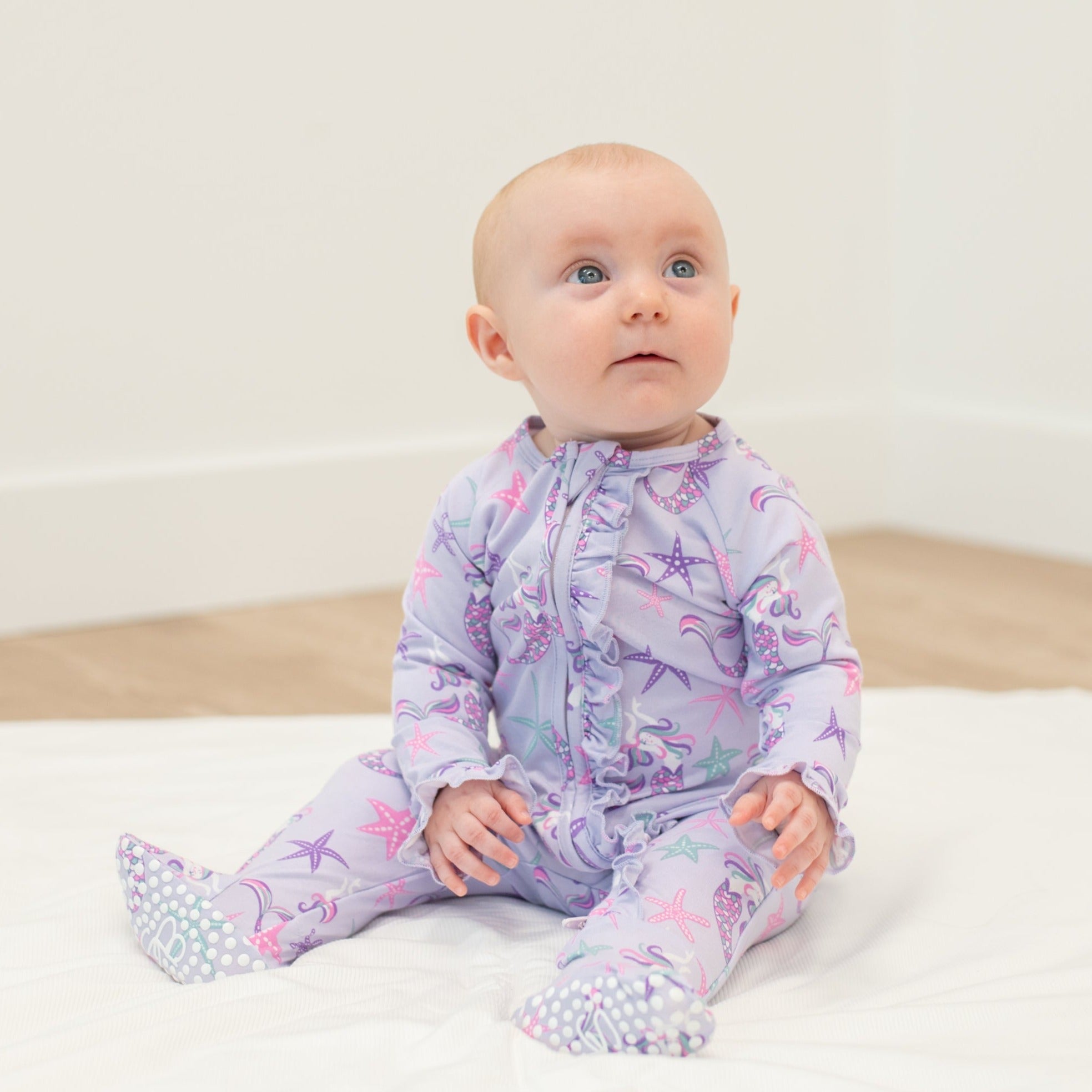 Ruffle Footie - Mermaid Purple