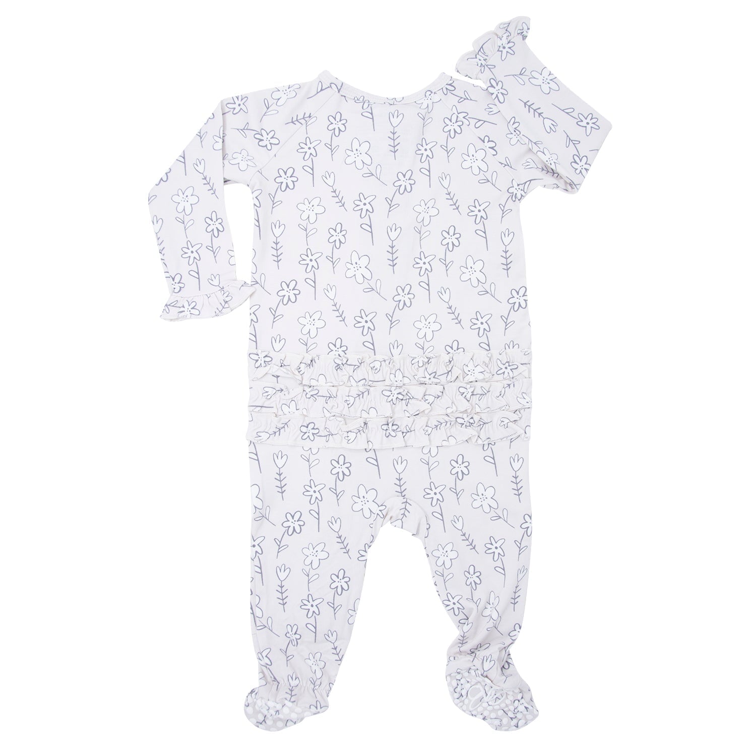 Ruffle Footie - Grey Doodle