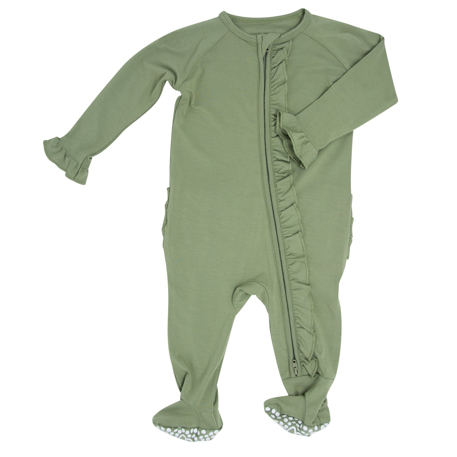Ruffle Footie - Army Green