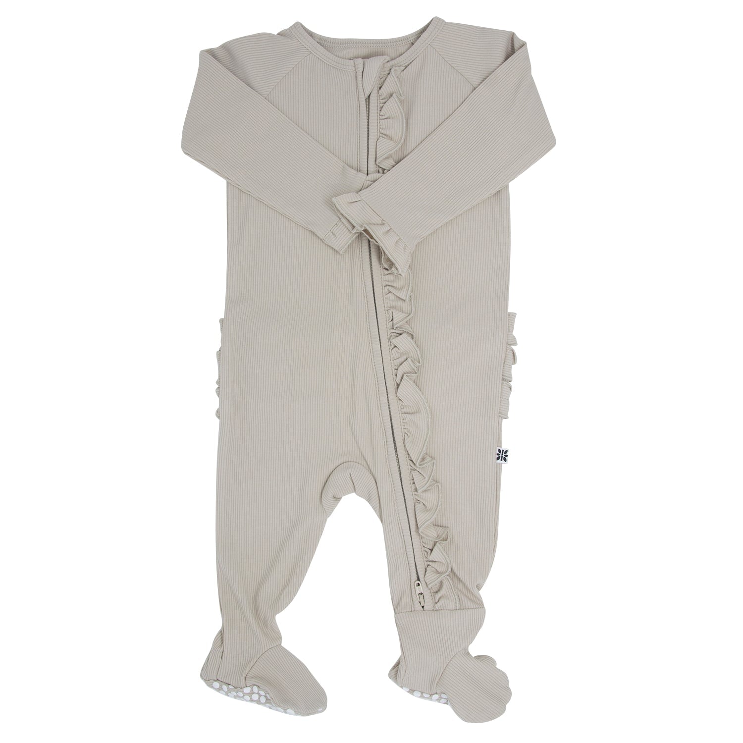Ruffle Footie - Oatmeal Ribbed