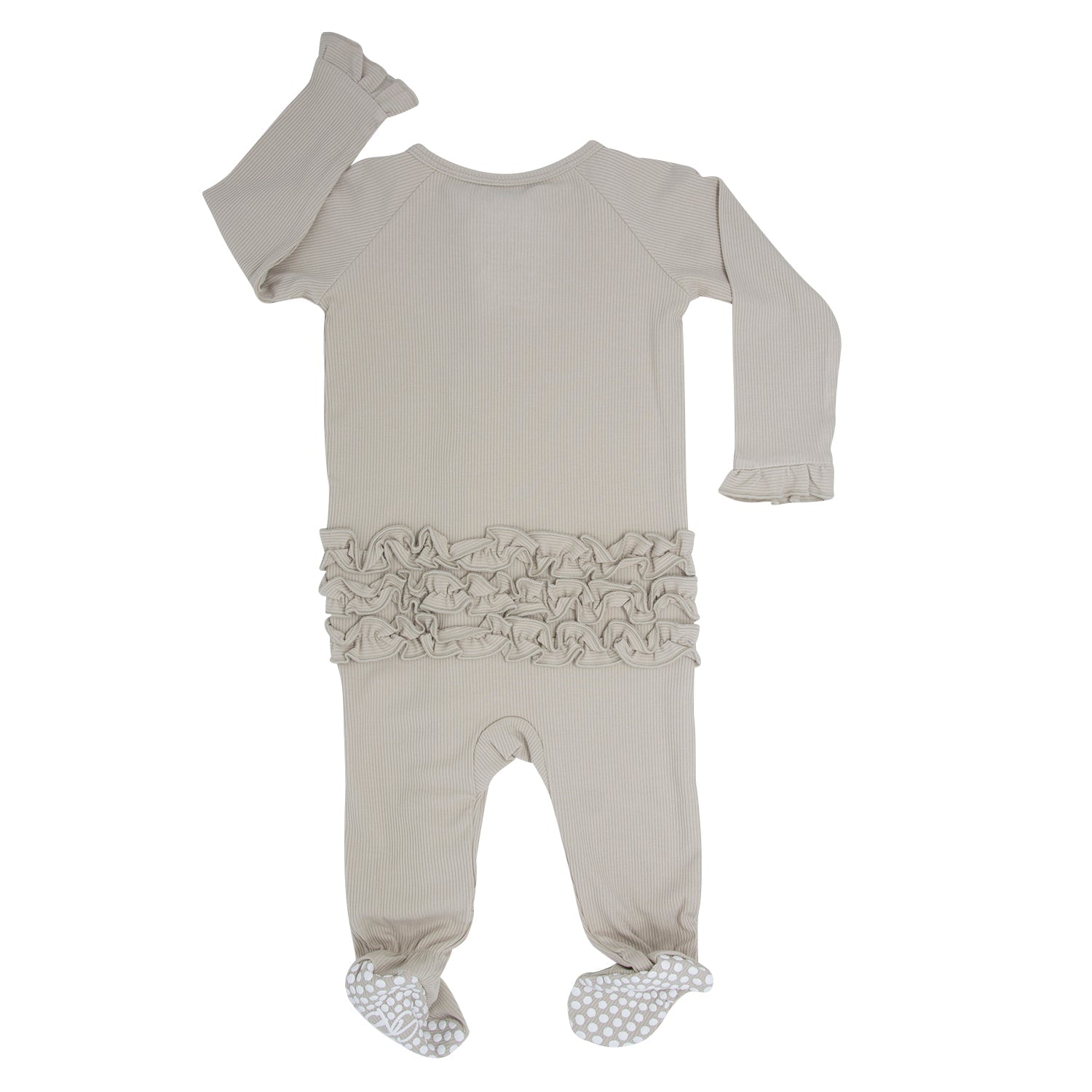 Ruffle Footie - Oatmeal Ribbed