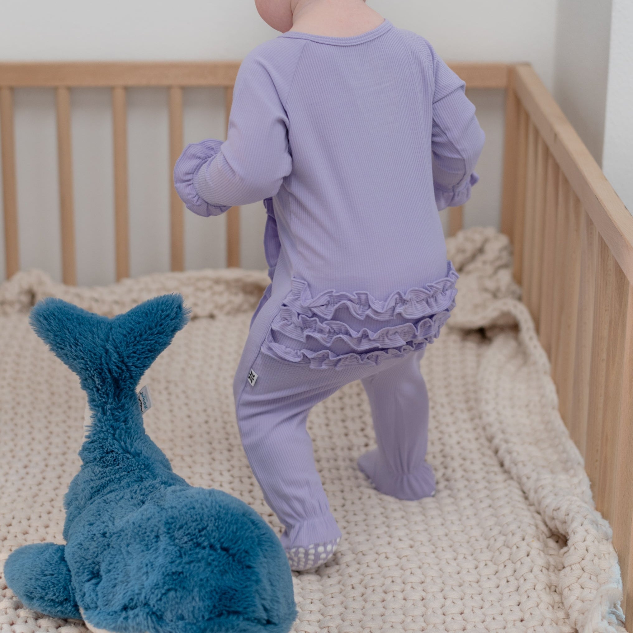 Ruffle Footie - Orchid Petal Ribbed
