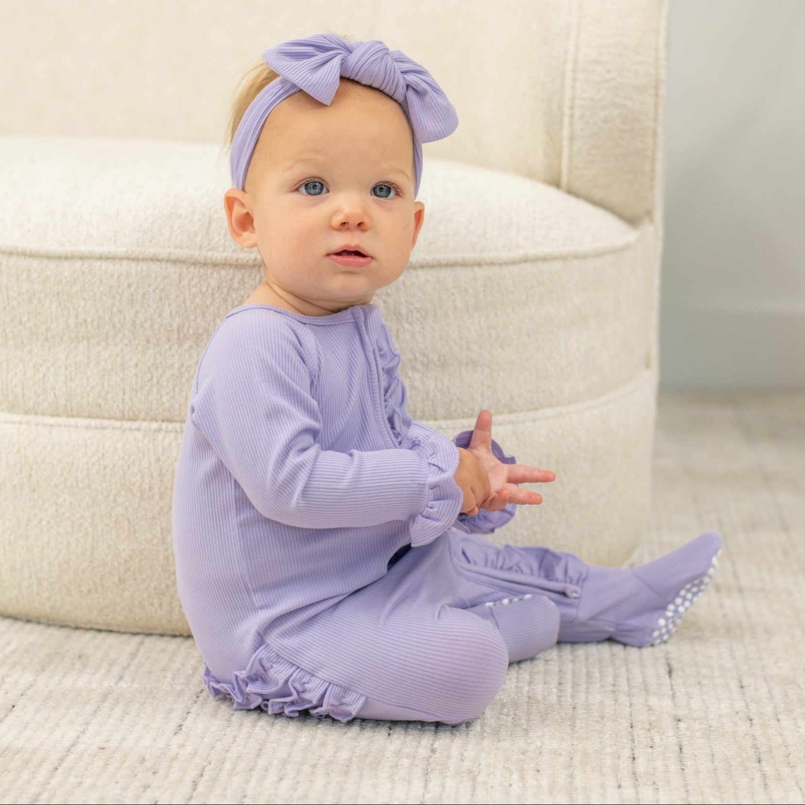 Ruffle Footie - Orchid Petal Ribbed