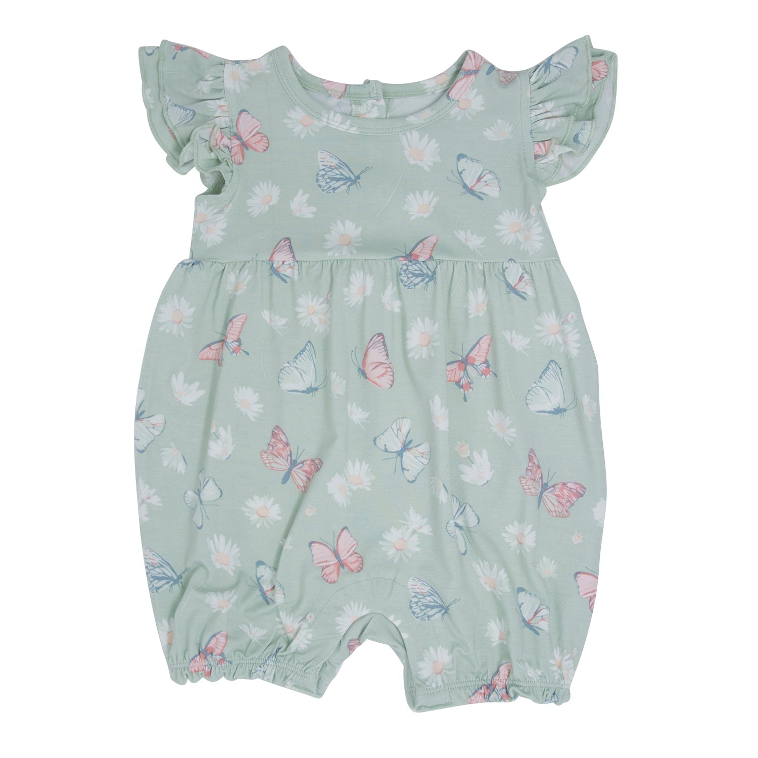 Mint Butterfly Daisy Bamboo Ruffle Romper