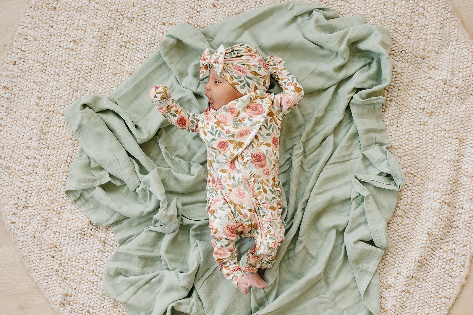 Ruffle Zipper One Piece - Dusty Pink Floral