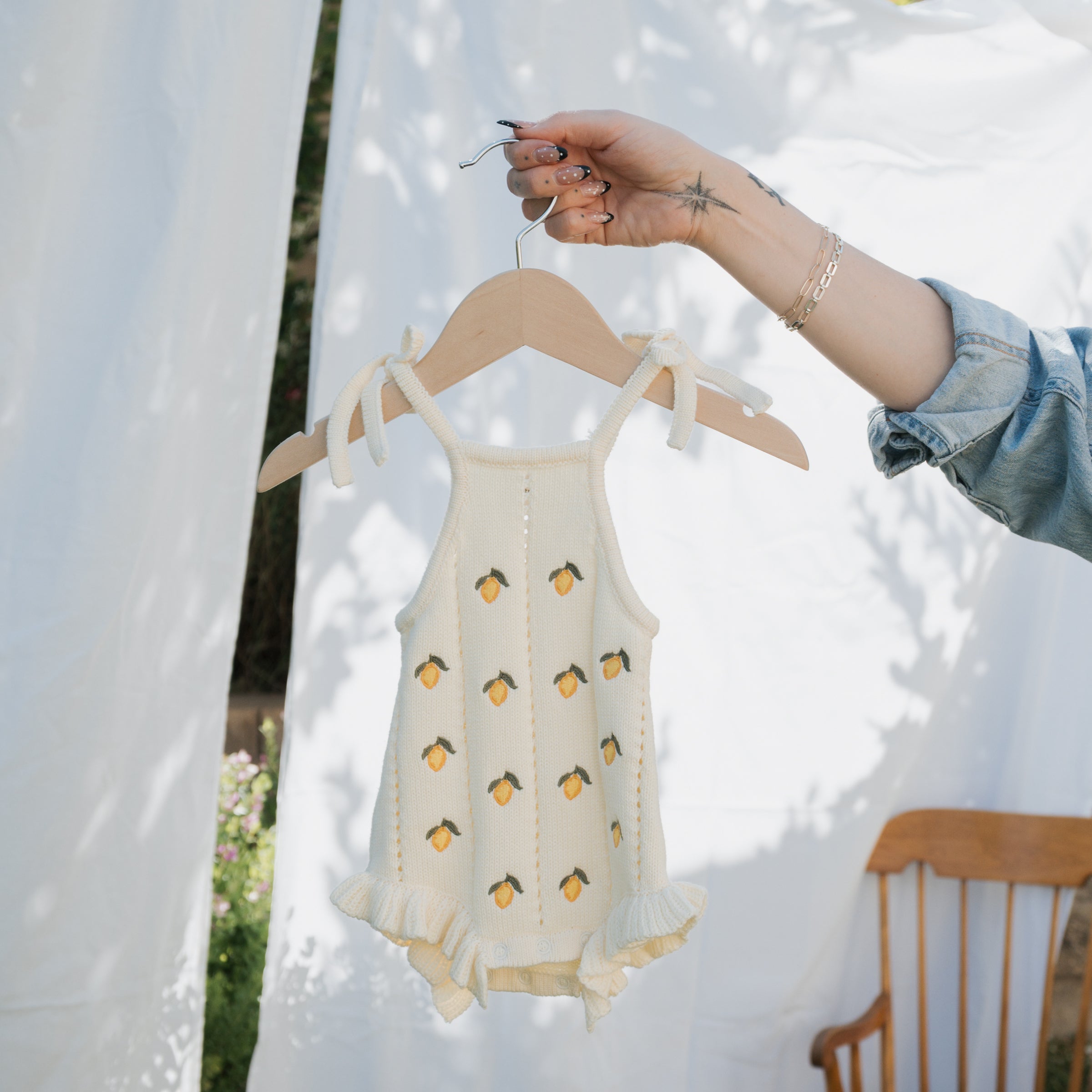 Knit Ruffle Romper | Lemon