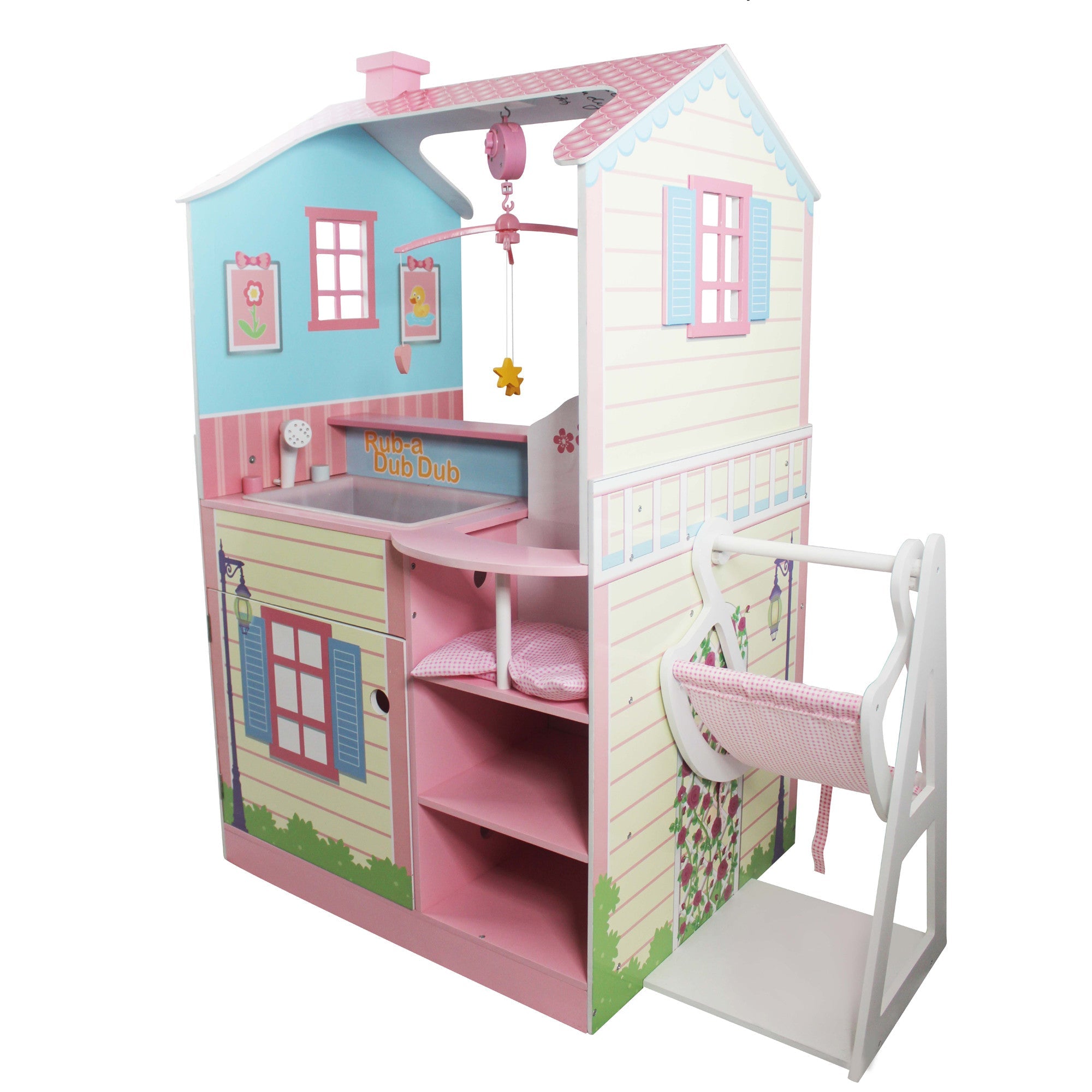 Olivia's Little World Baby Doll Changing Station Dollhouse With Storage, Multicolor