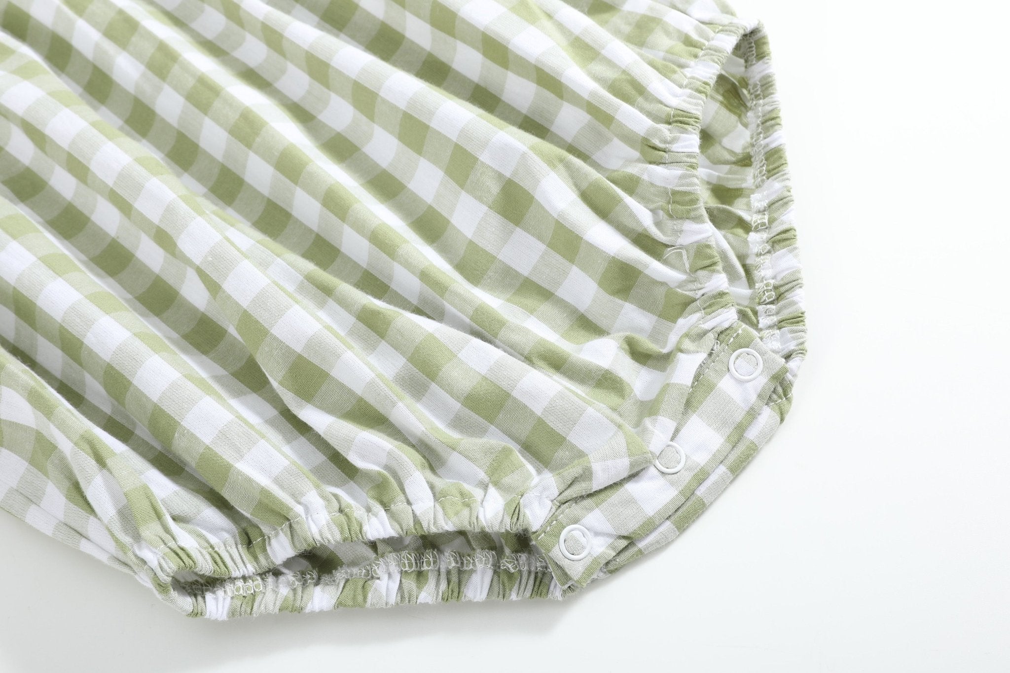 Sage Green Gingham Pumpkin Smocked Romper