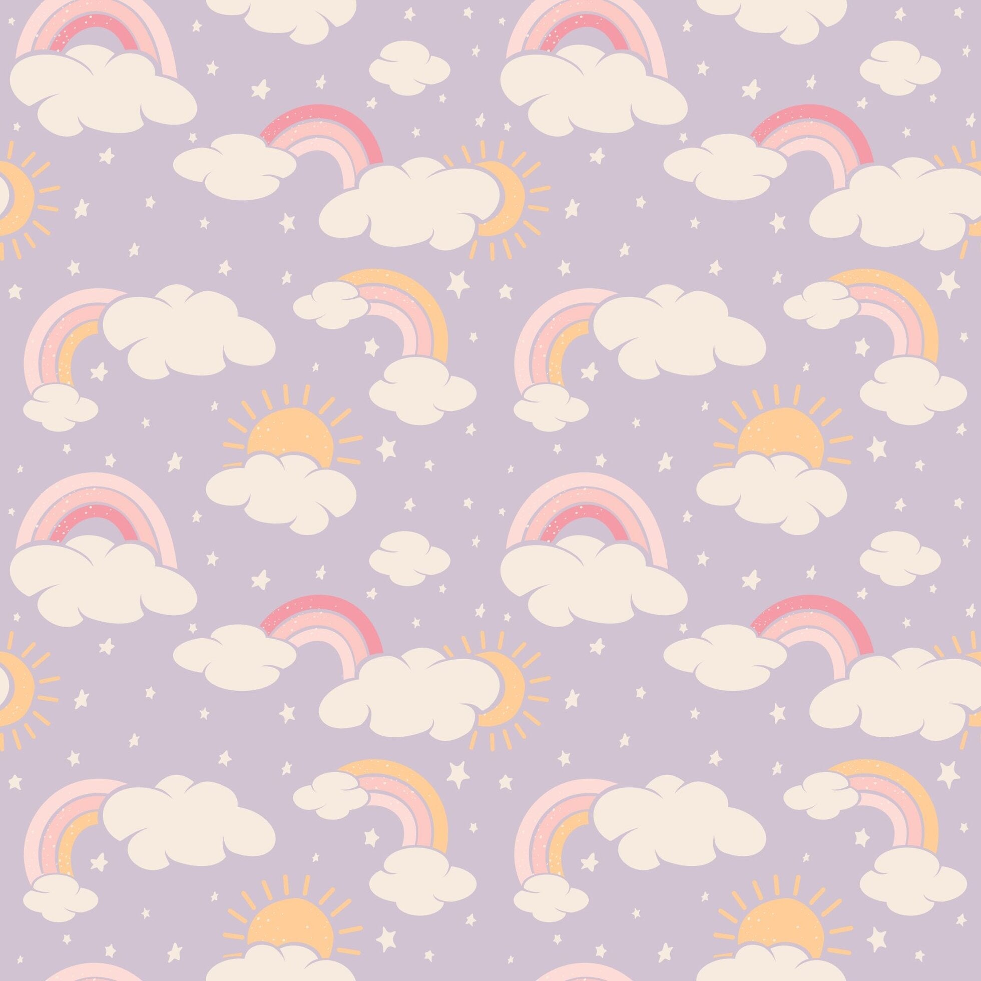 Lavender Rainbows And Clouds Smocked Vintage Dress