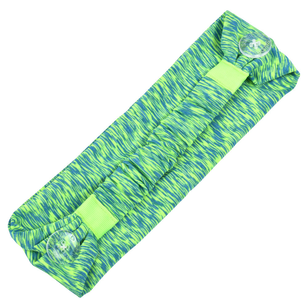 Green & Blue Savior Headbands With Buttons For Masks