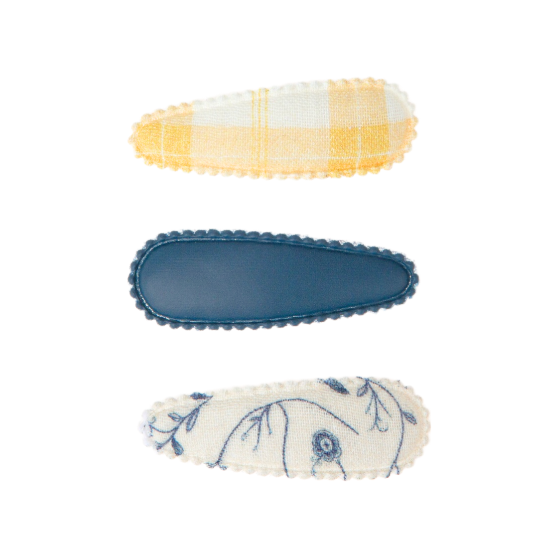 Cottage Snap Clips Set Of 3 | Organic | Scandi Floral + Buckwheat Plaid