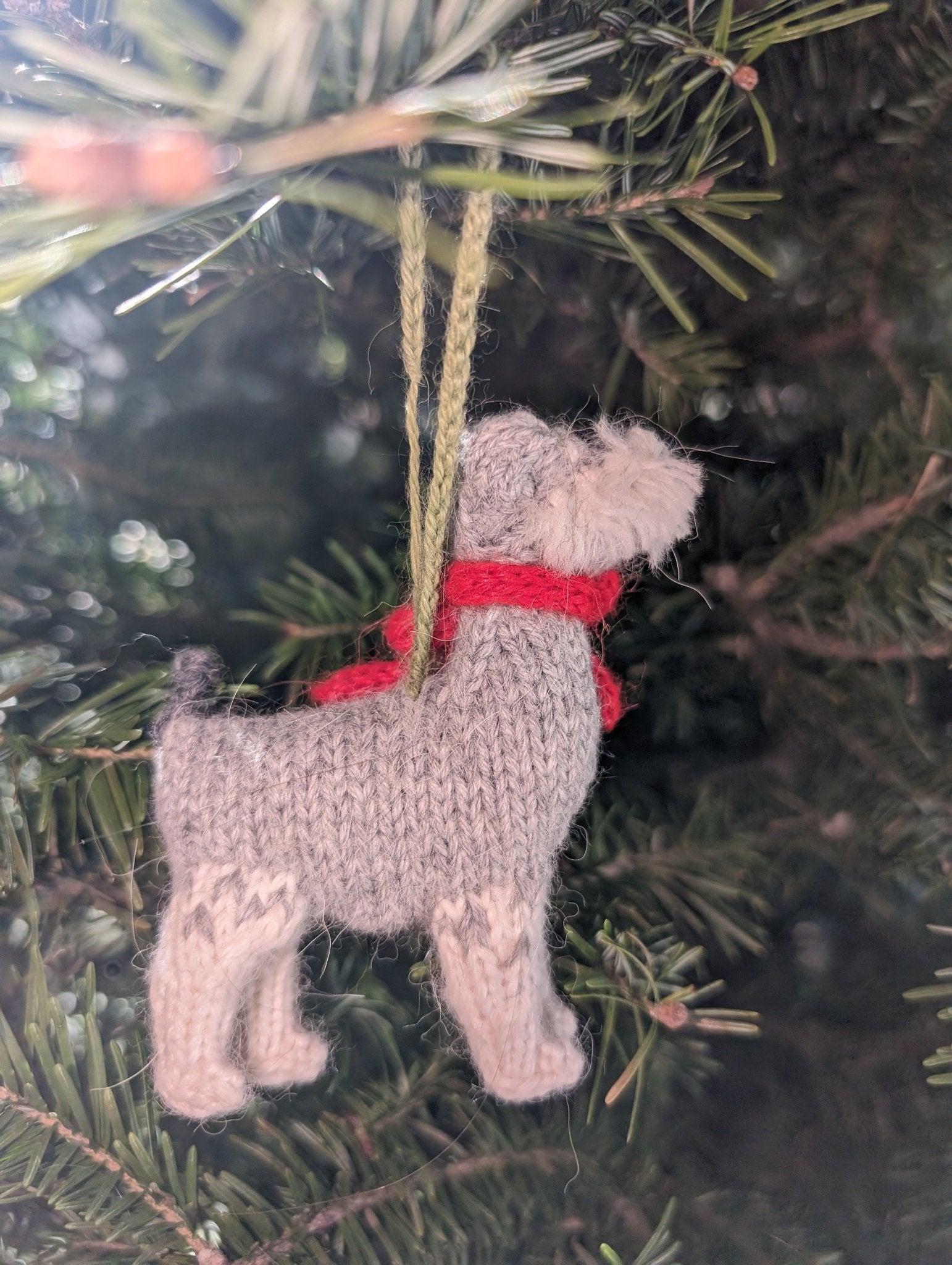 Schnauzer Dog Hand Knit Christmas Ornament