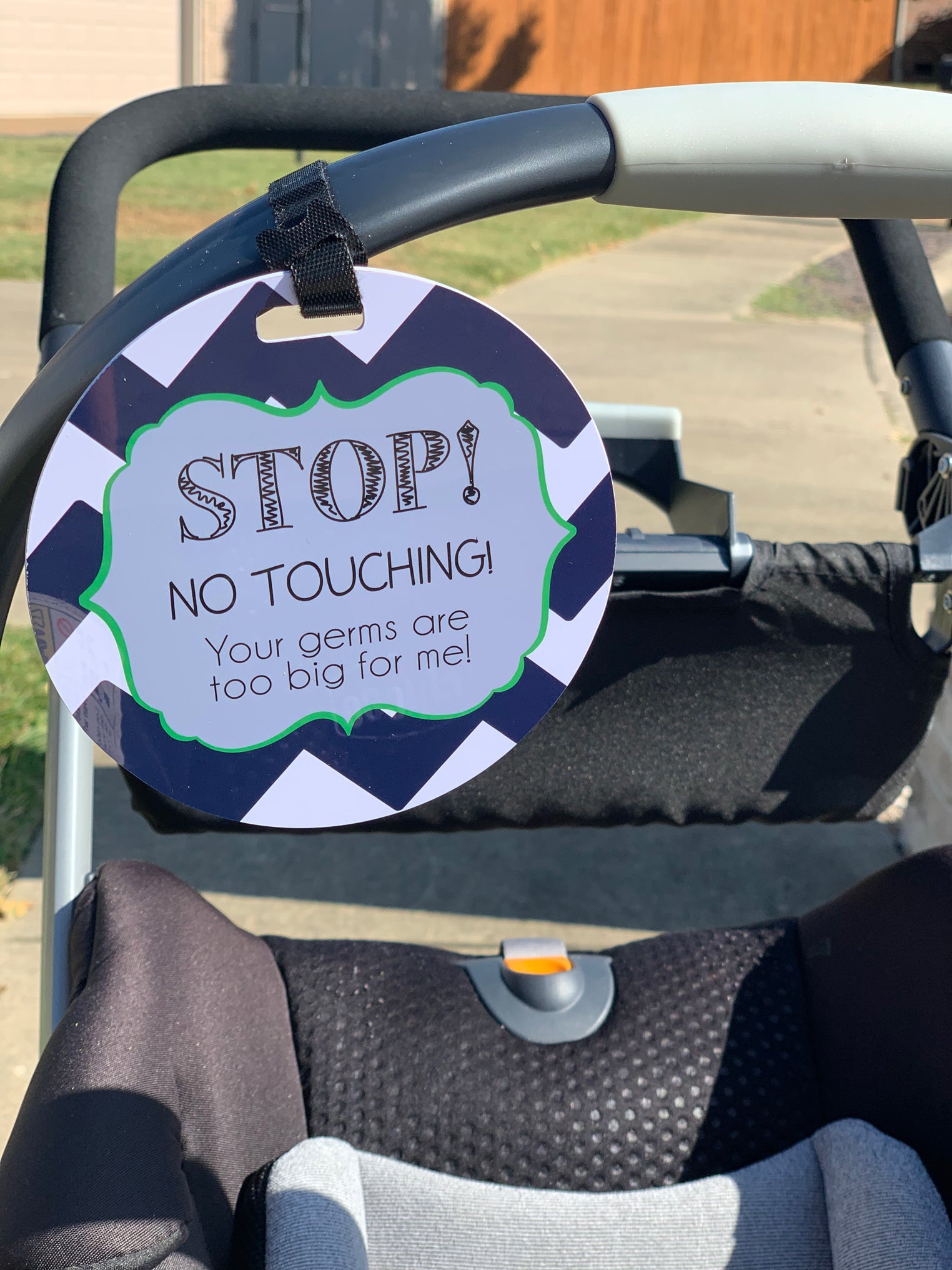 Stop No Touching Boy Car Seat Sign Tag