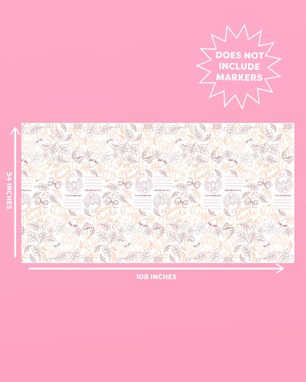 Give Thanks Paper Tablecloth - Coloring Tablecloth