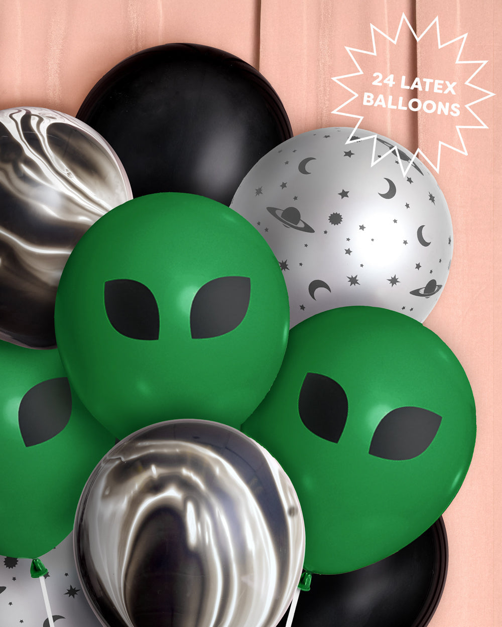 Alien Abduction Balloon Pack - 24 Latex Balloons