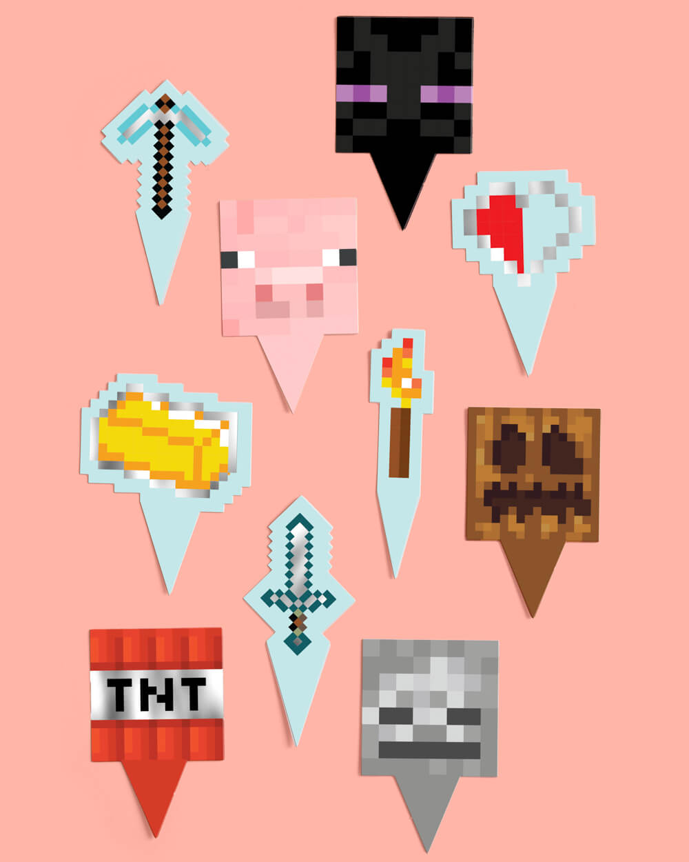 Pixel Mining Cupcake Set - 30 Sets Of Liners + Toppers