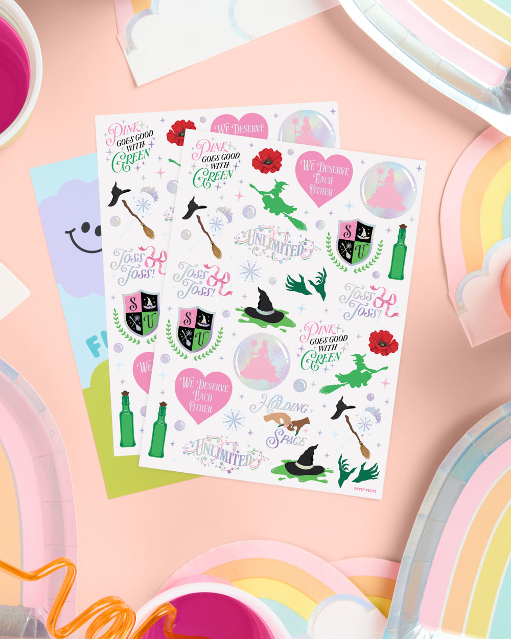 Pink Goes Good W. Green Tats - 50 Temporary Tattoos