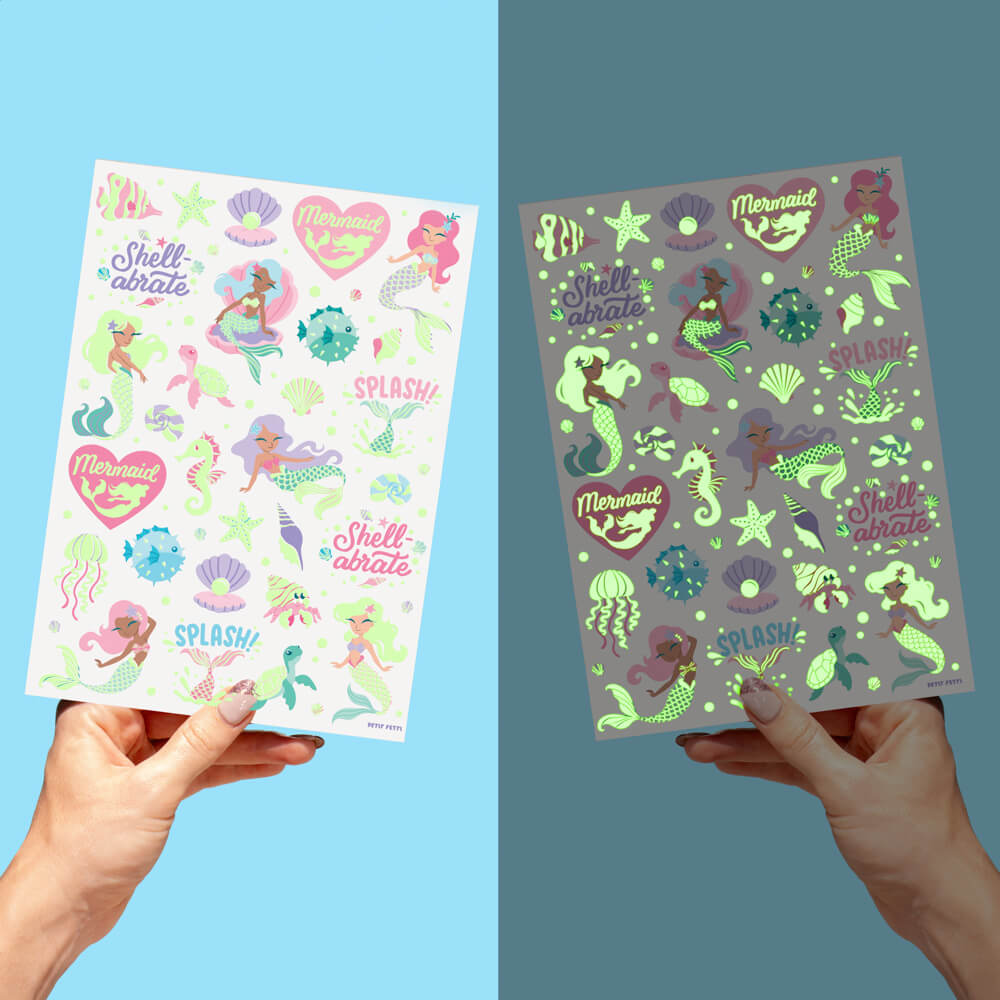 Mermaid Glo Tats - 48 Foil Temporary Tattoos