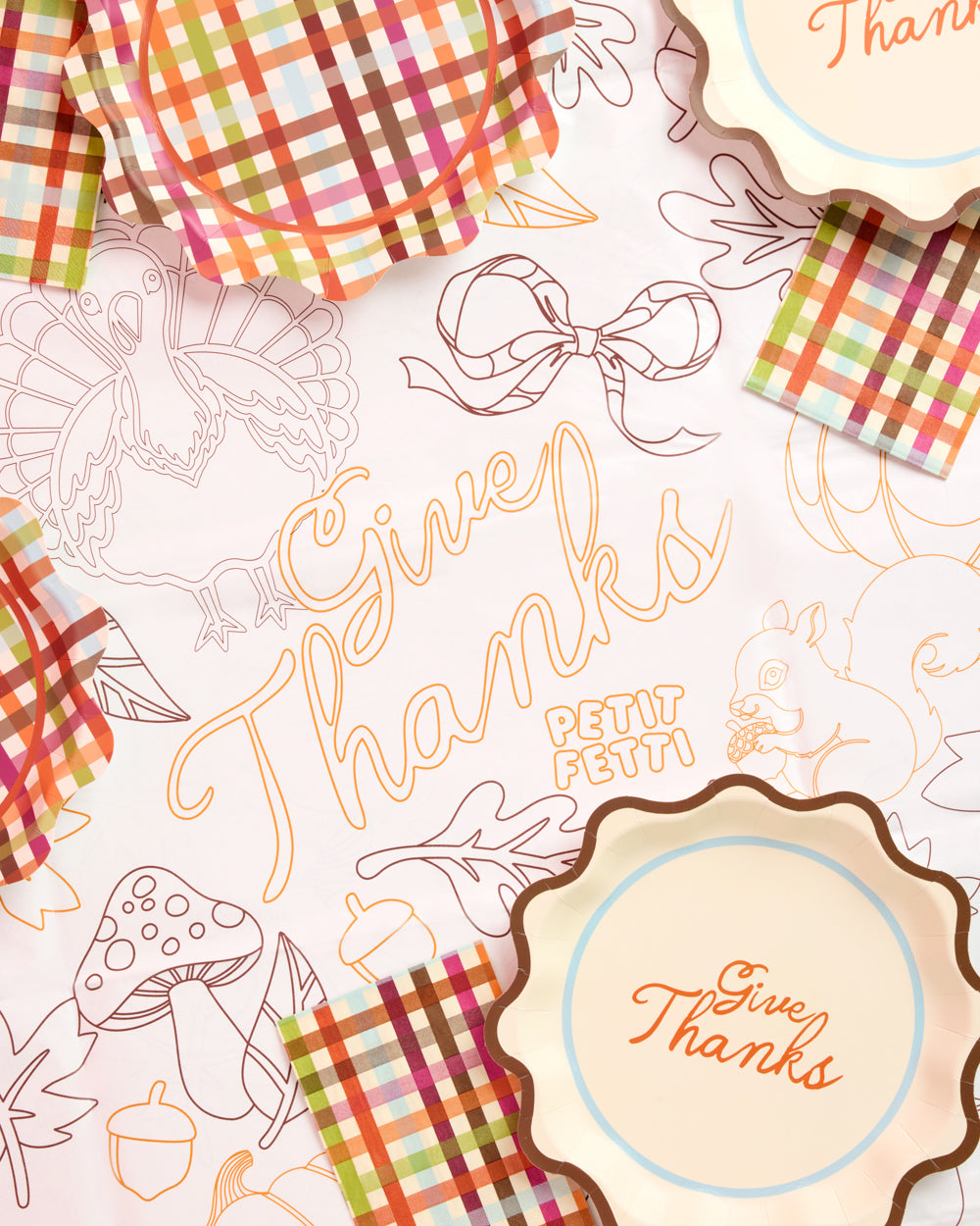 Give Thanks Paper Tablecloth - Coloring Tablecloth