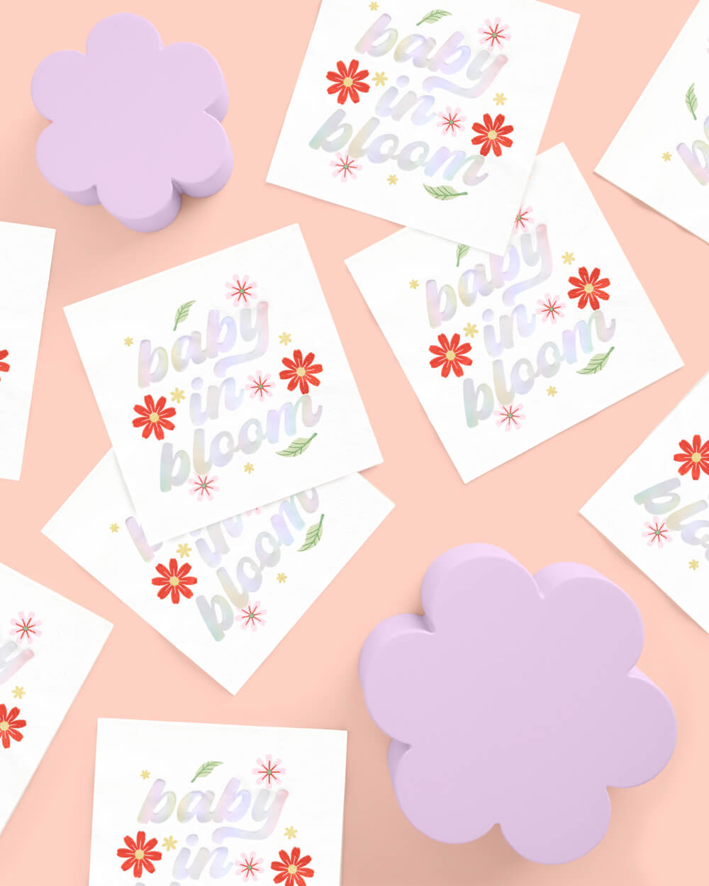 Baby In Bloom Napkins - 50 White Napkins