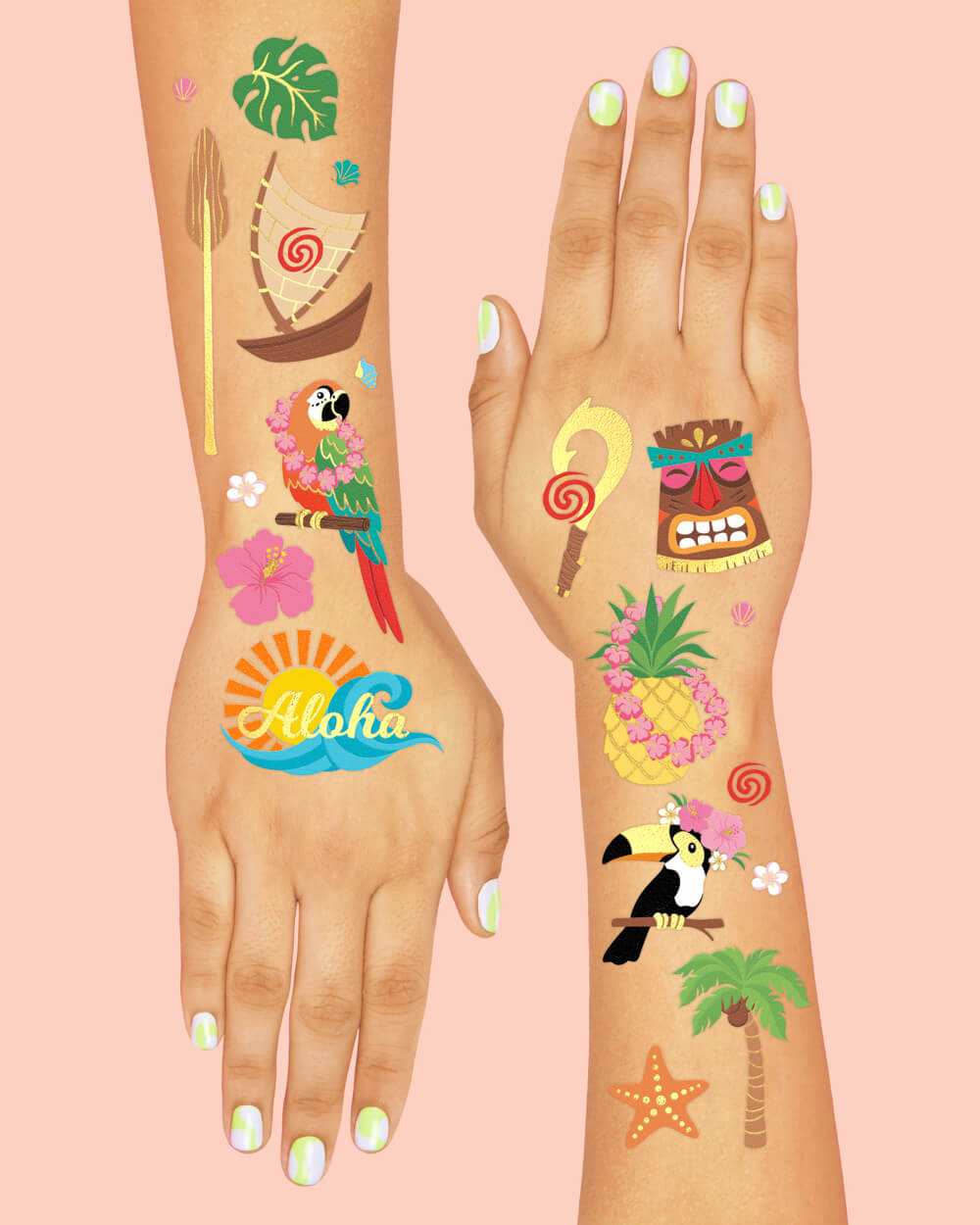 Luau Tattoos - 60 Temporary Tattoos