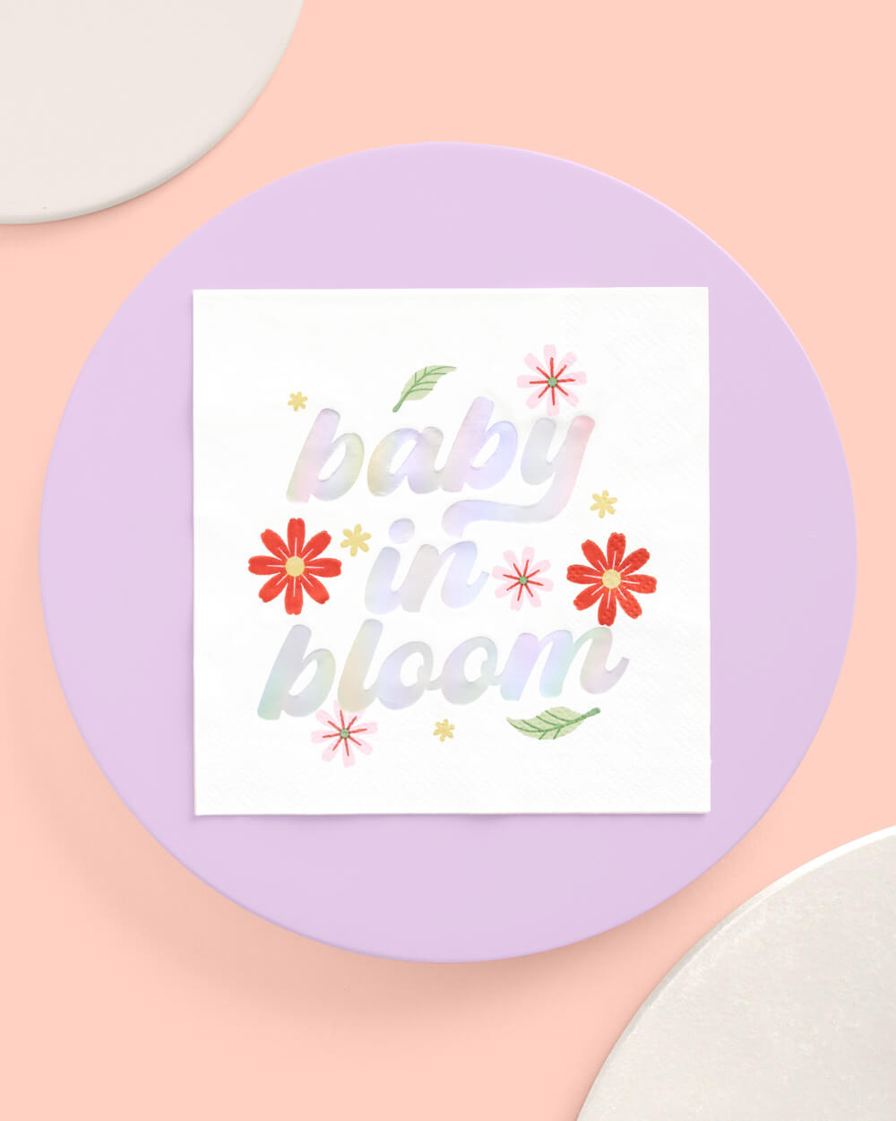 Baby In Bloom Napkins - 50 White Napkins