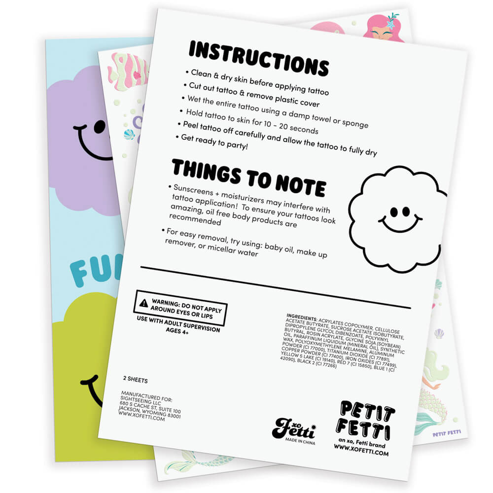 Mermaid Glo Tats - 48 Foil Temporary Tattoos