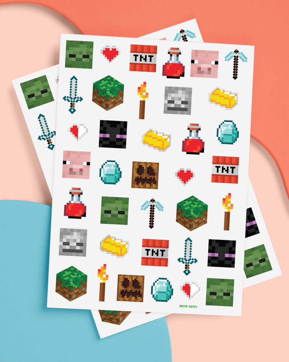Pixel Mining Gamer Tats - 74 Temporary Tattoos