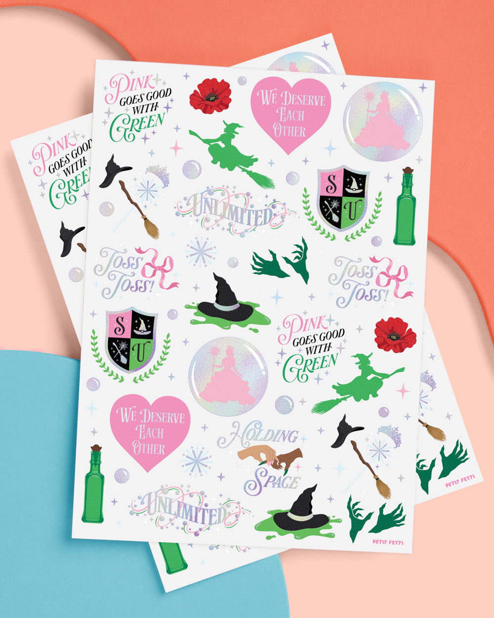 Pink Goes Good W. Green Tats - 50 Temporary Tattoos