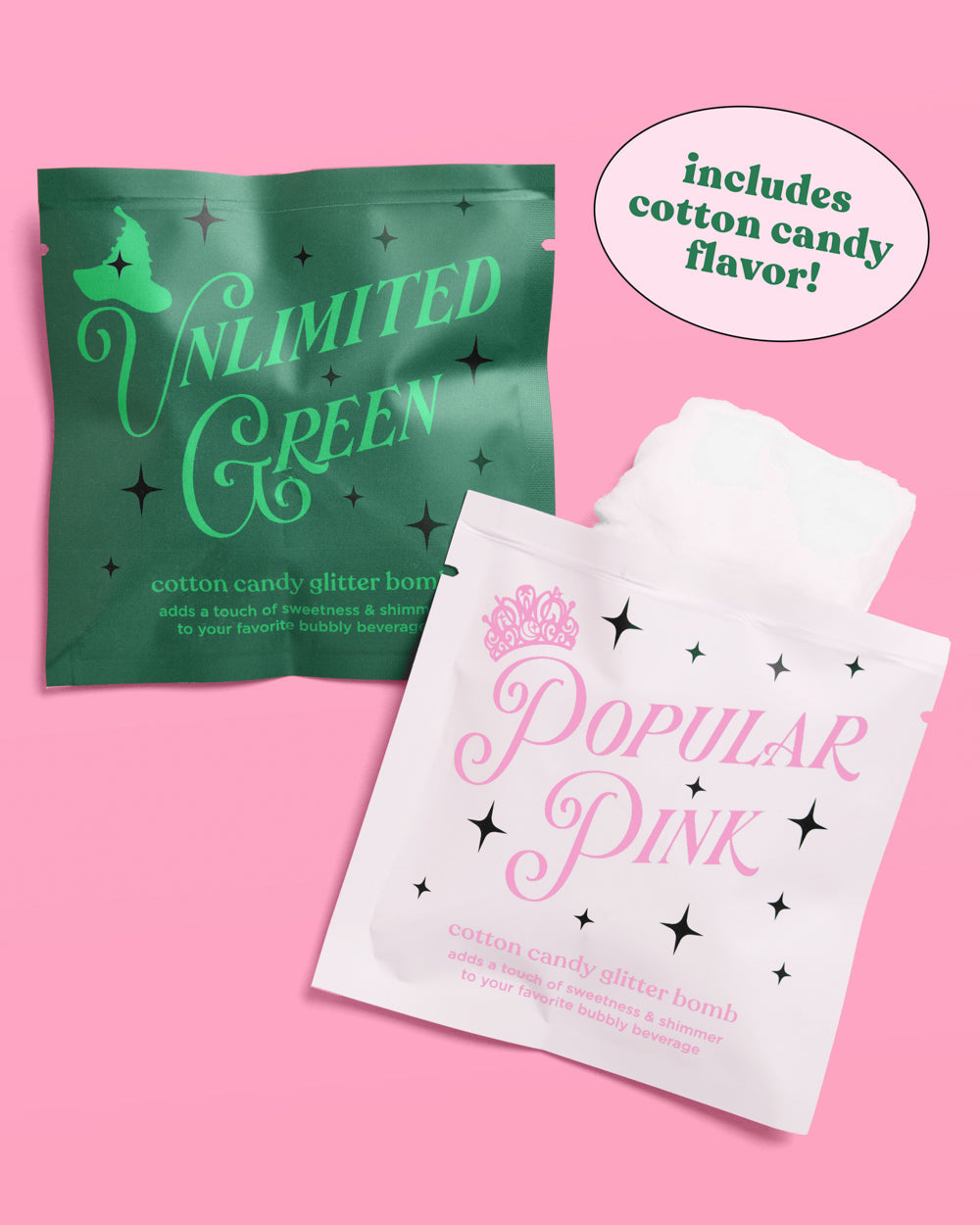 Pink + Green Glitter Bombs - 4 Cotton Candy Glitter Bombs
