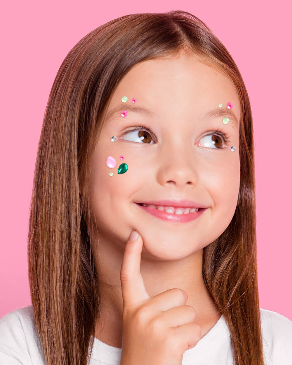 Pink Goes Good W. Green Gem Set - 112 Adhesive Face Gems