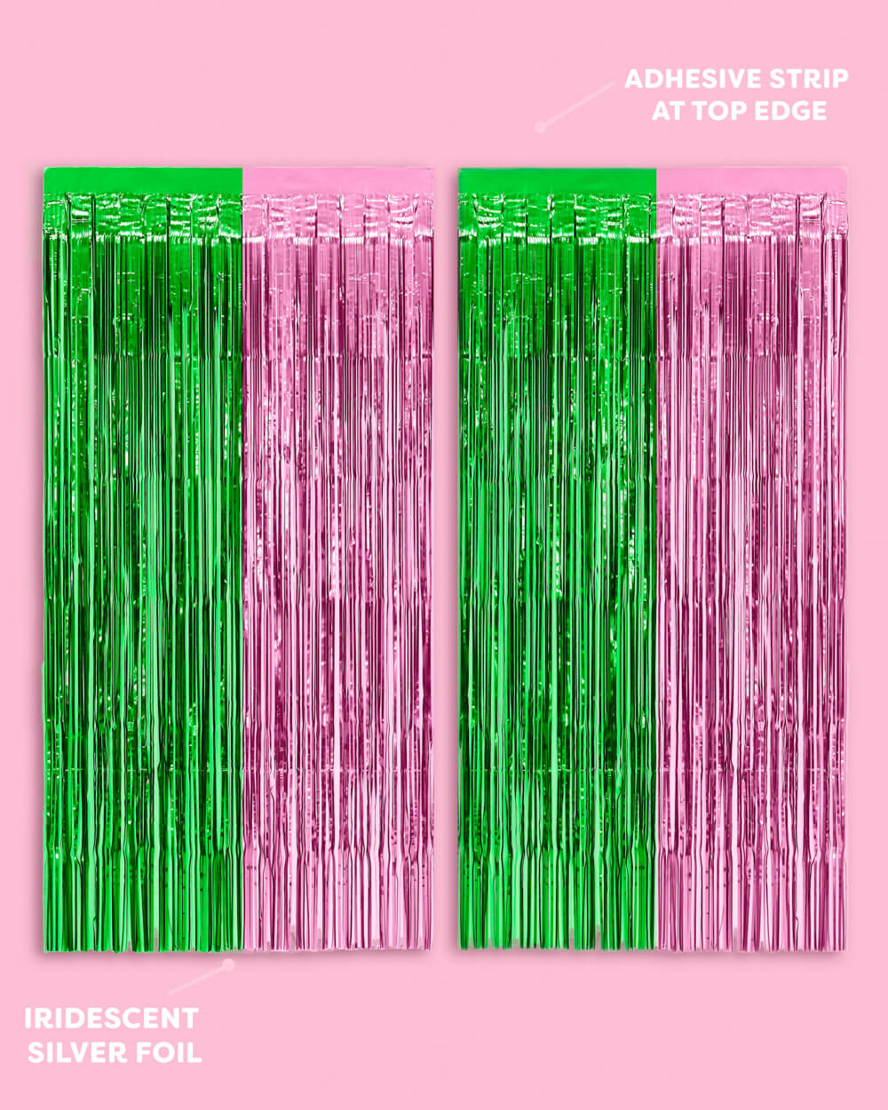 Pink Goes Good W. Green Curtain - Pink + Green Foil Curtains