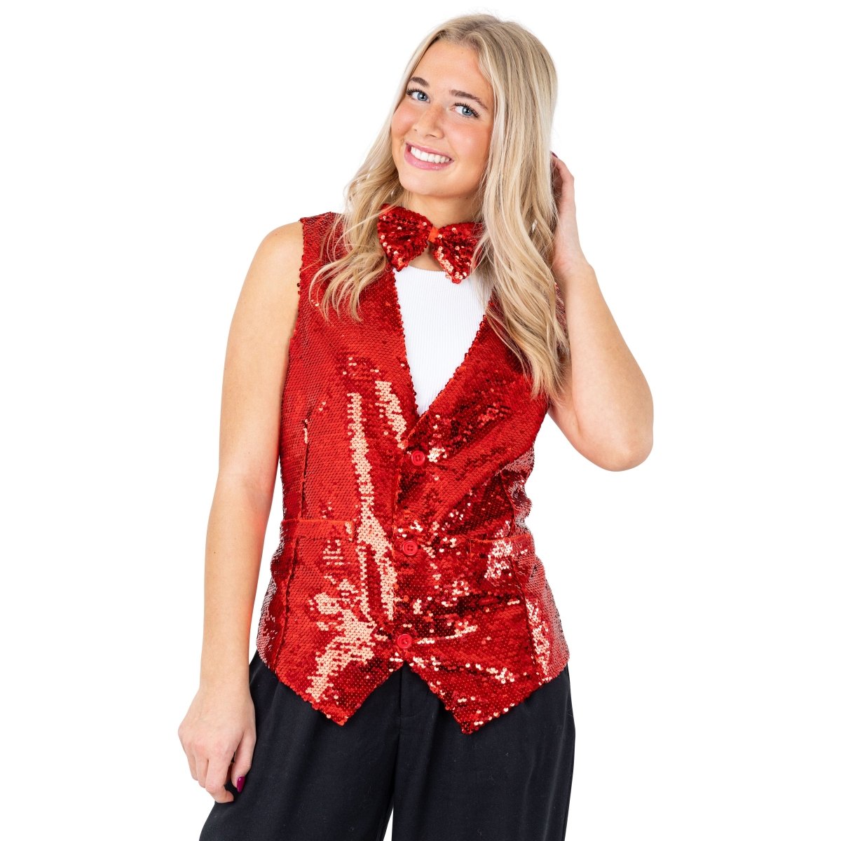 Sequin Vest With Bowtie - Adults