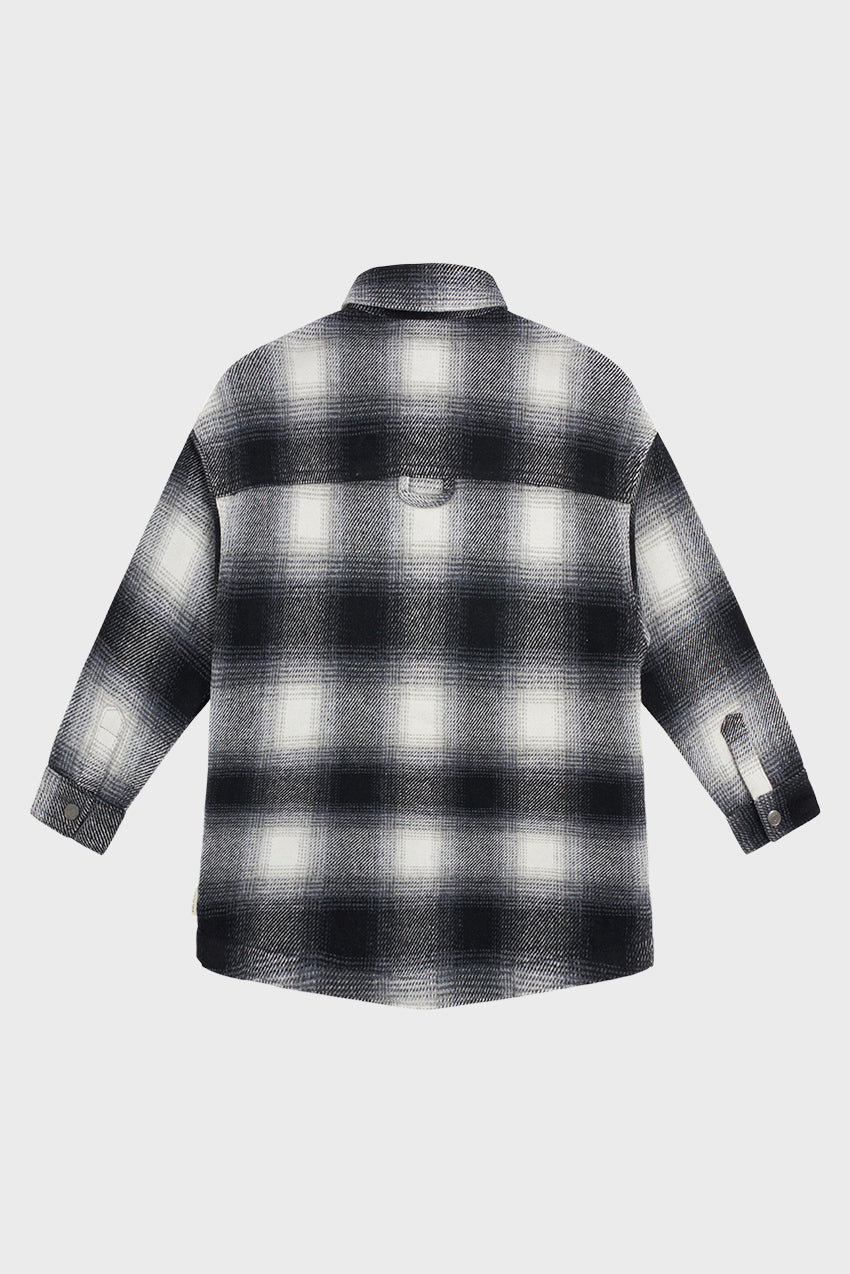 Elongated Oversized Plaid Shirt Jacket