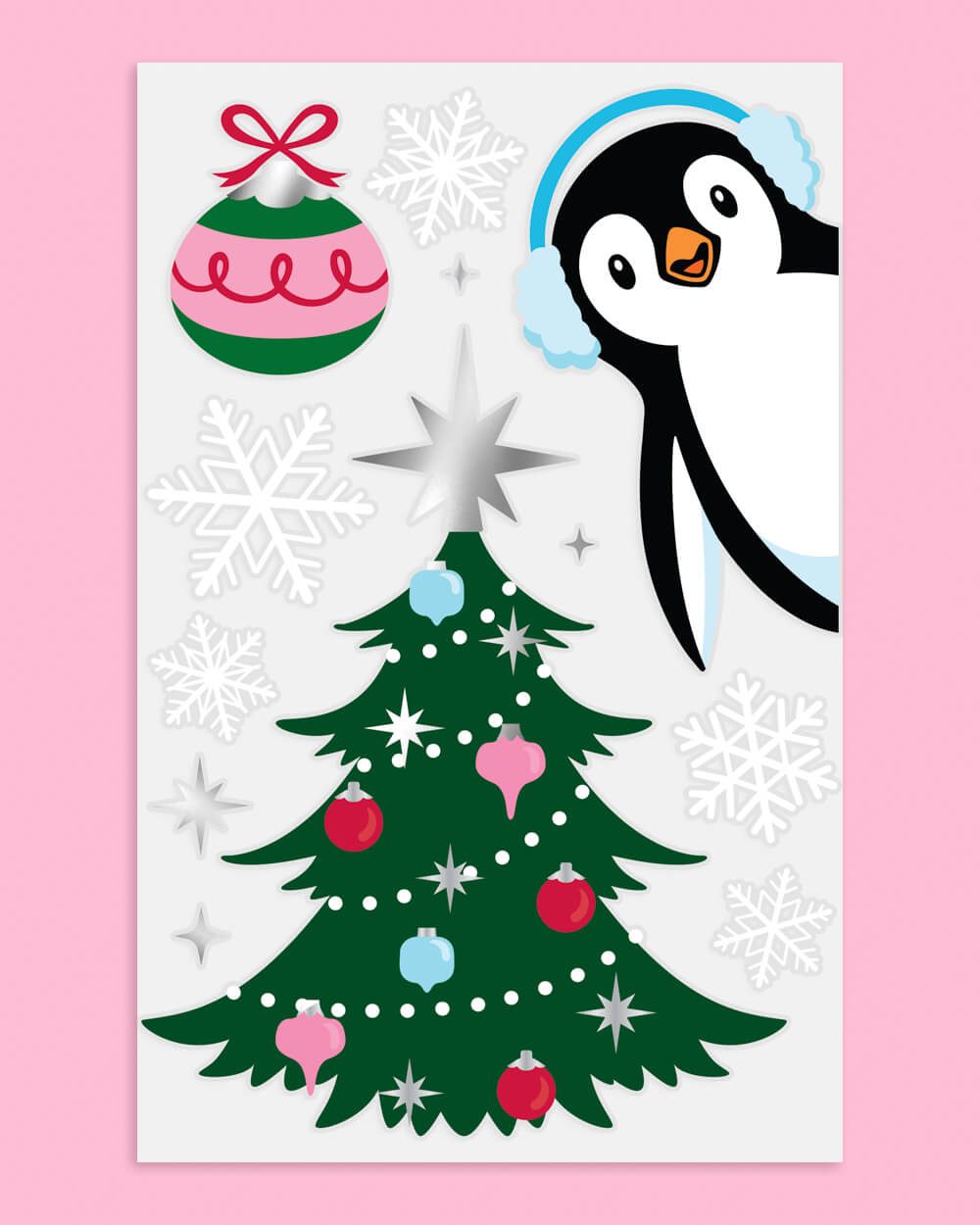 Winter Wonderland Window Clings - 6 Silver Foil And Color Sheets