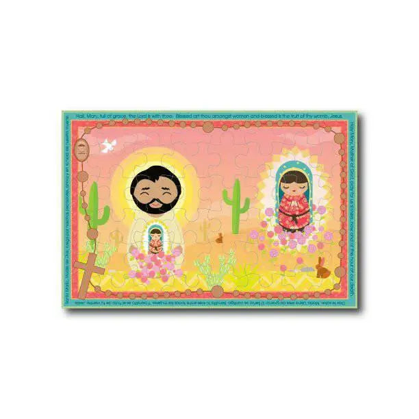 Our Lady Of Guadalupe & St. Juan Diego Rosary Giant Floor Puzzle 24" X 36"