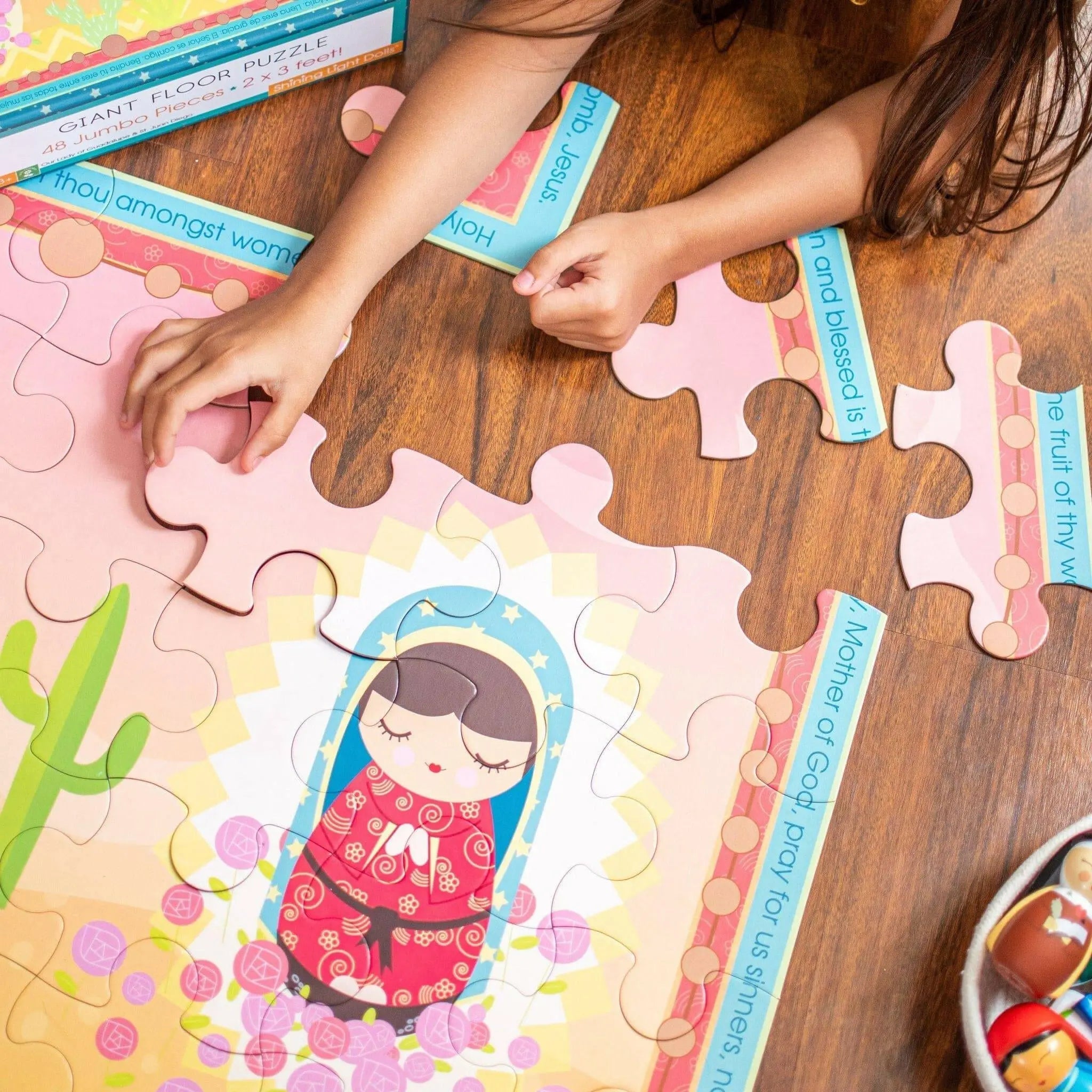 Our Lady Of Guadalupe & St. Juan Diego Rosary Giant Floor Puzzle 24" X 36"