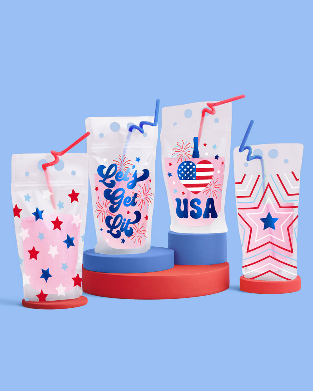 Party In The Usa Sippers - 16 Pouches + Straws