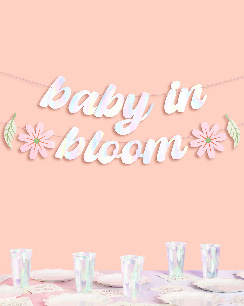 Baby In Bloom Banner - Iridescent Foil Banner